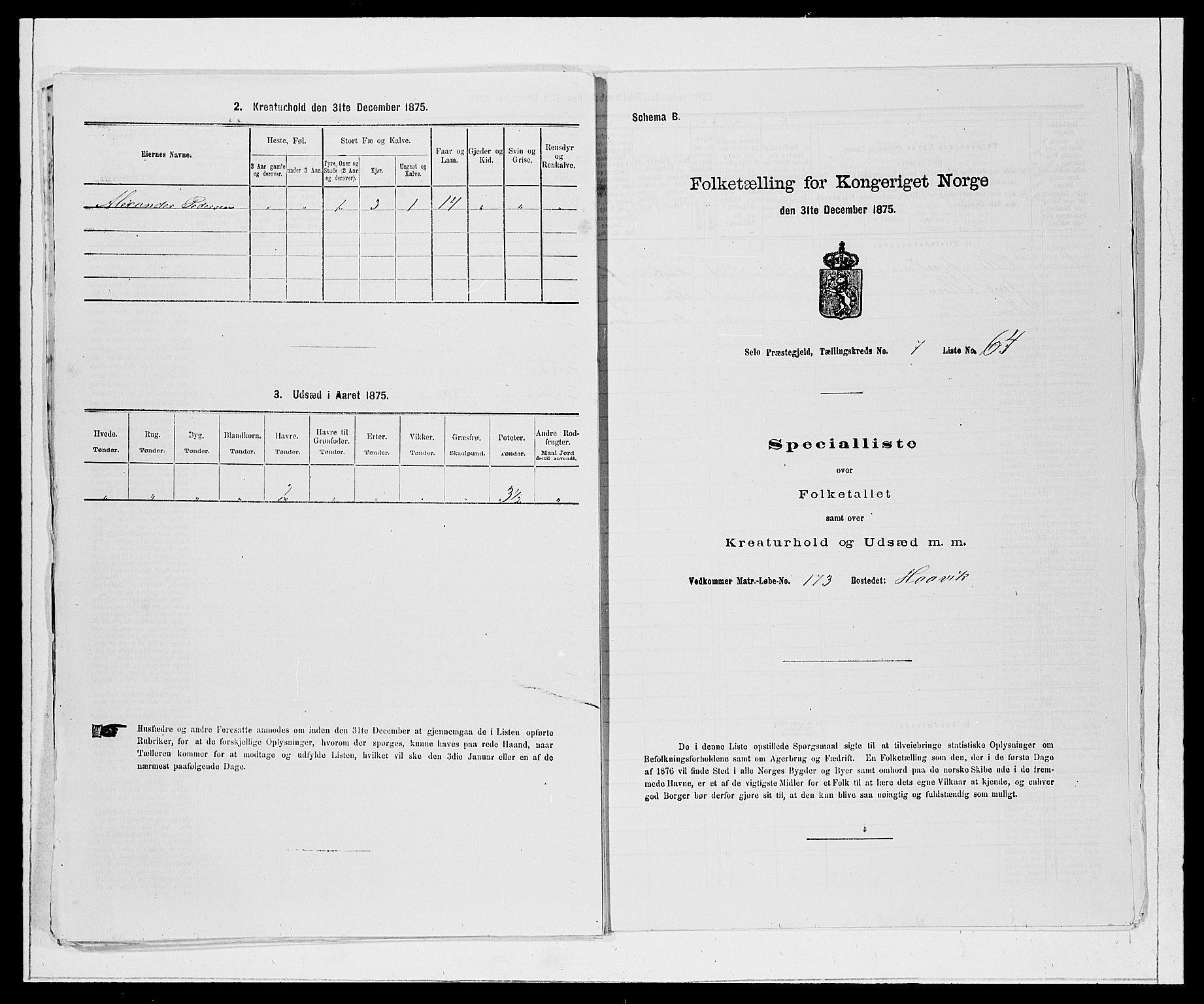 SAB, Folketelling 1875 for 1441P Selje prestegjeld, 1875, s. 926