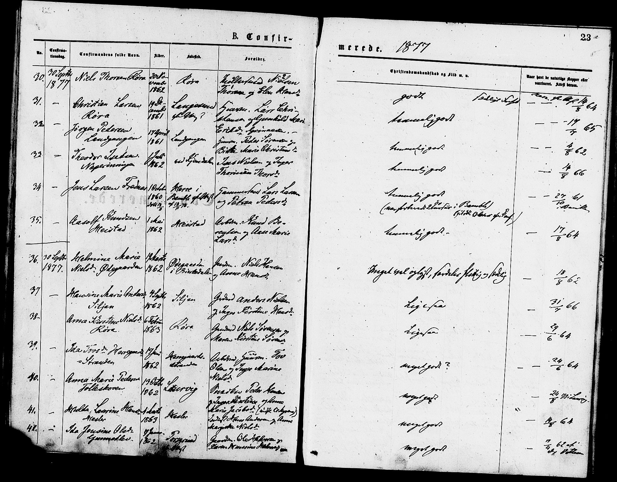 Eidanger kirkebøker, AV/SAKO-A-261/F/Fa/L0011: Ministerialbok nr. 11, 1875-1878, s. 23