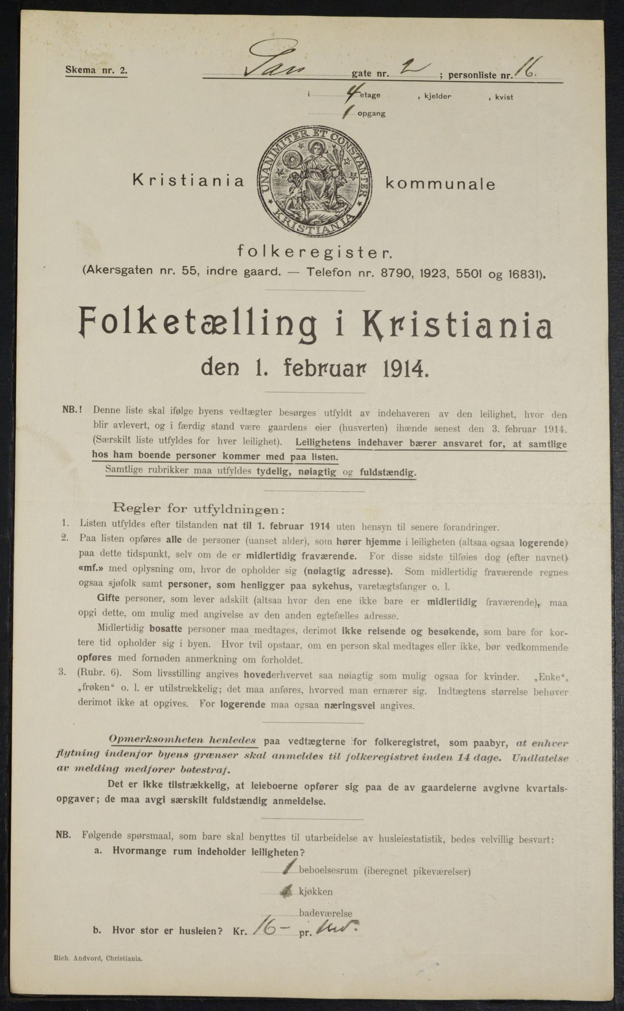 OBA, Kommunal folketelling 1.2.1914 for Kristiania, 1914, s. 89104