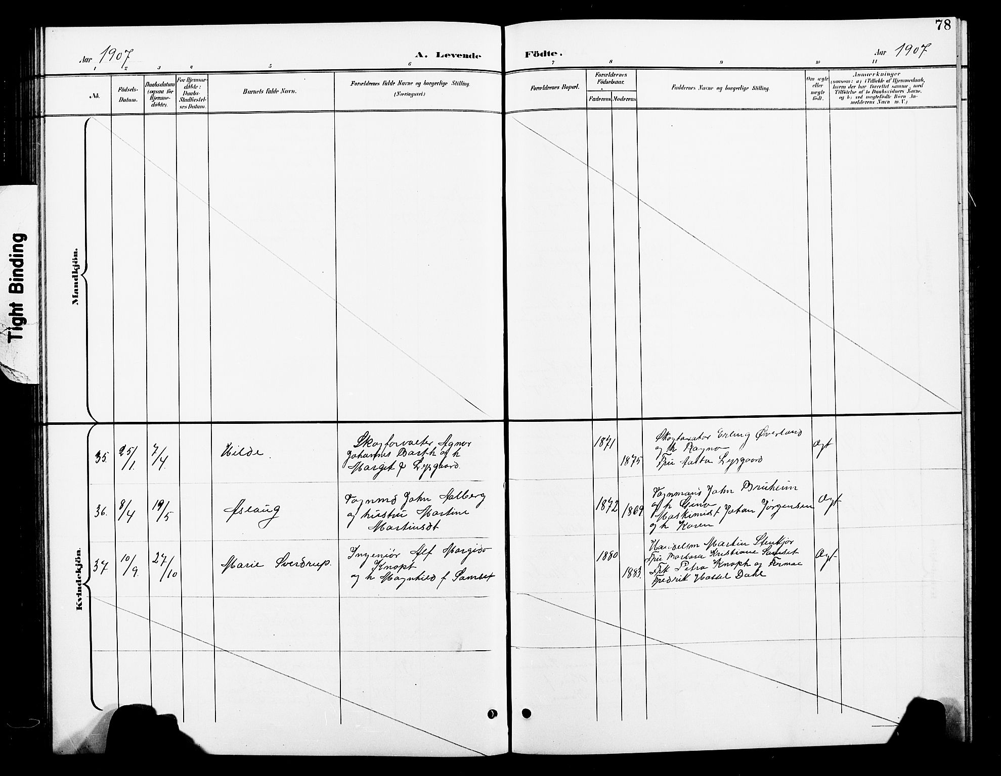 Ministerialprotokoller, klokkerbøker og fødselsregistre - Nord-Trøndelag, SAT/A-1458/739/L0375: Klokkerbok nr. 739C03, 1898-1908, s. 78