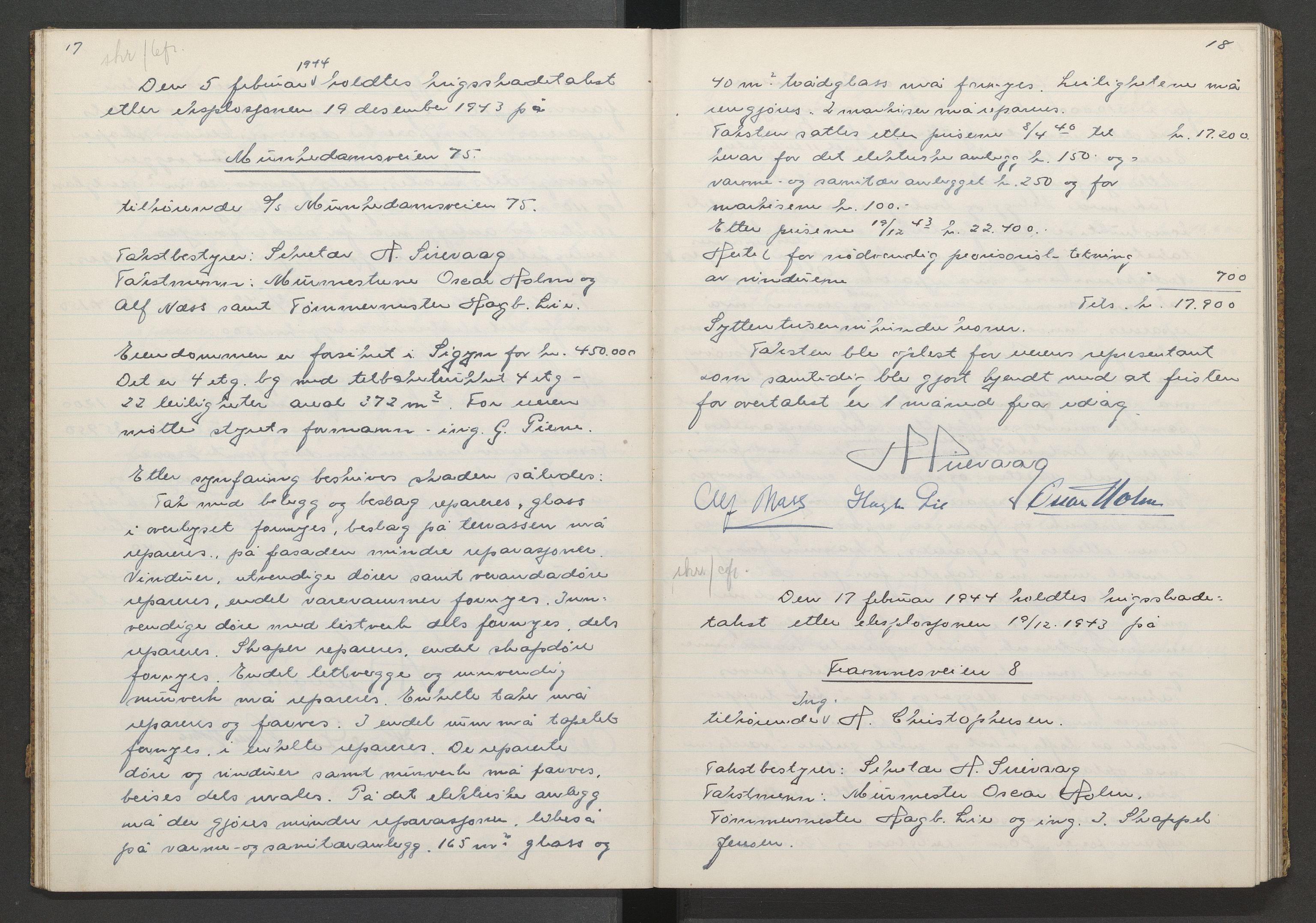 Norges brannkasse, branntakster Oslo, AV/SAO-A-11402/F/Fd/L0006: Krigsskadetakstprotokoll - nr. 6 b, 1944