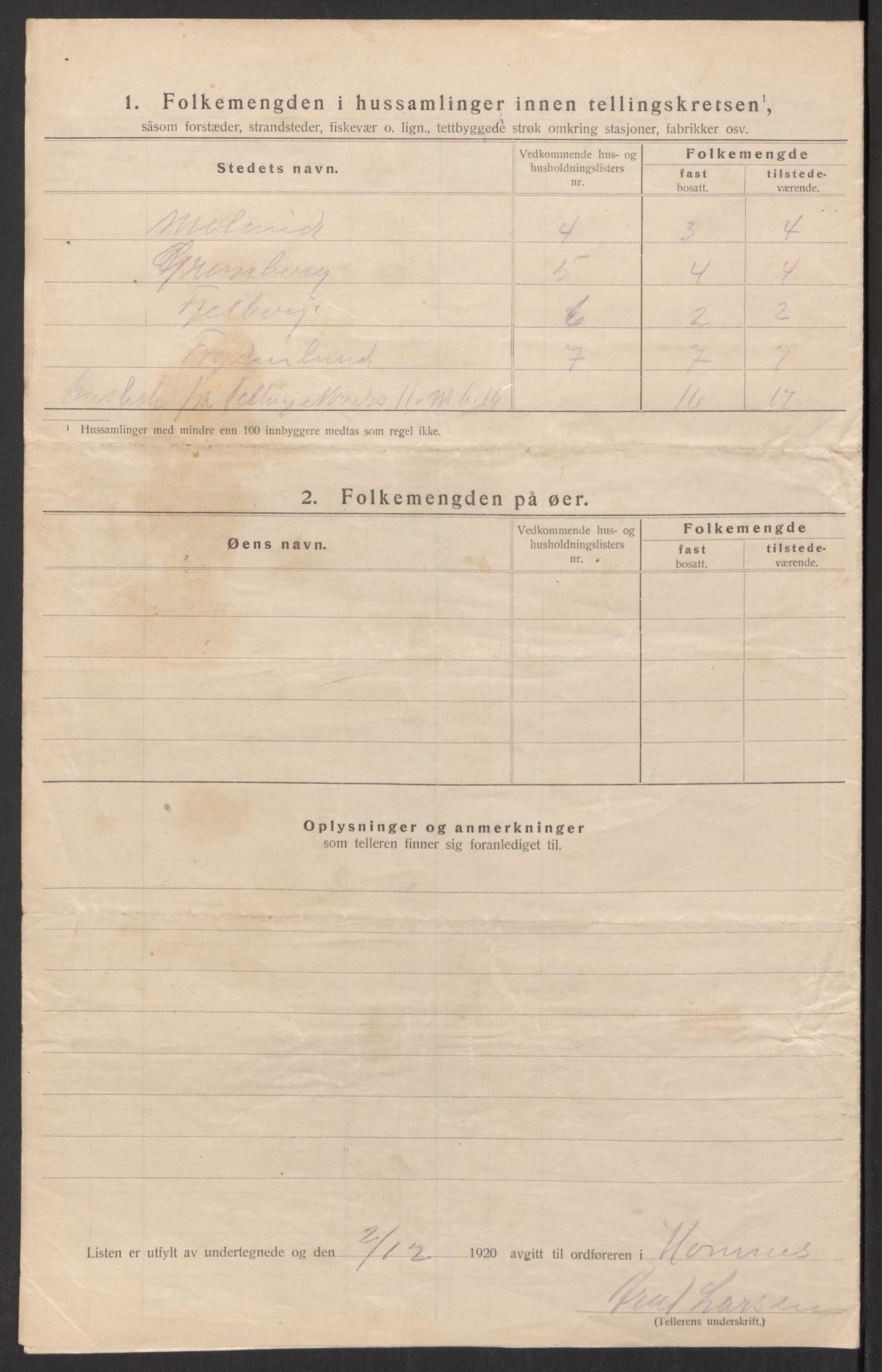 SAK, Folketelling 1920 for 0936 Hornnes herred, 1920, s. 40