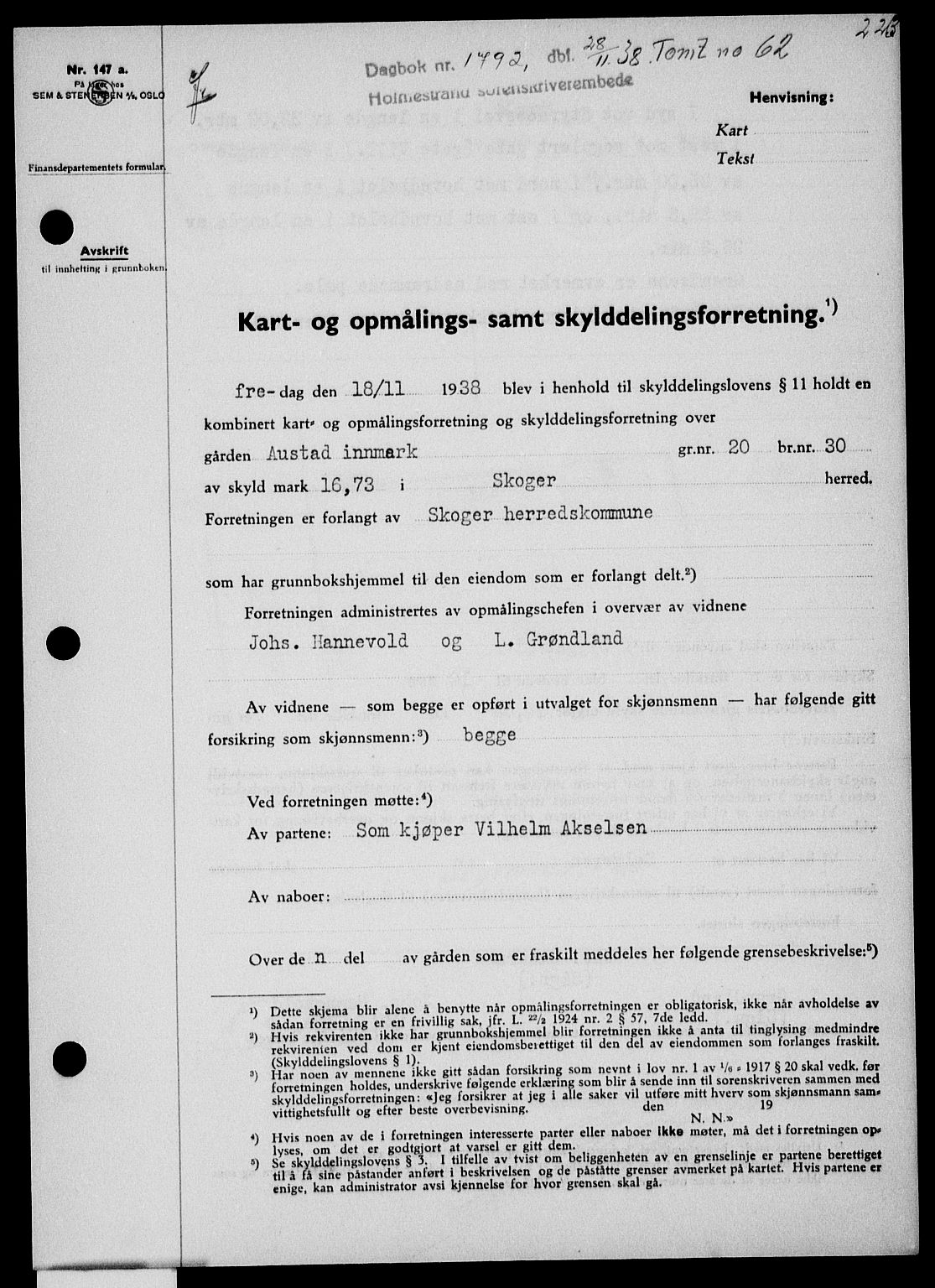 Holmestrand sorenskriveri, SAKO/A-67/G/Ga/Gaa/L0050: Pantebok nr. A-50, 1938-1939, Dagboknr: 1792/1938