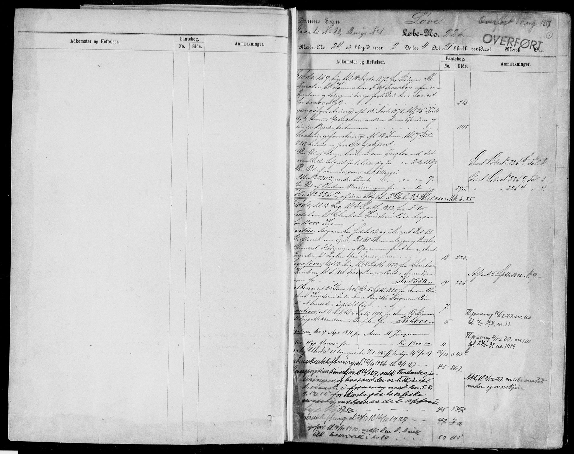 Larvik sorenskriveri, AV/SAKO-A-83/G/Gb/Gbg/L0002a: Panteregister nr. VI 2a, s. 1