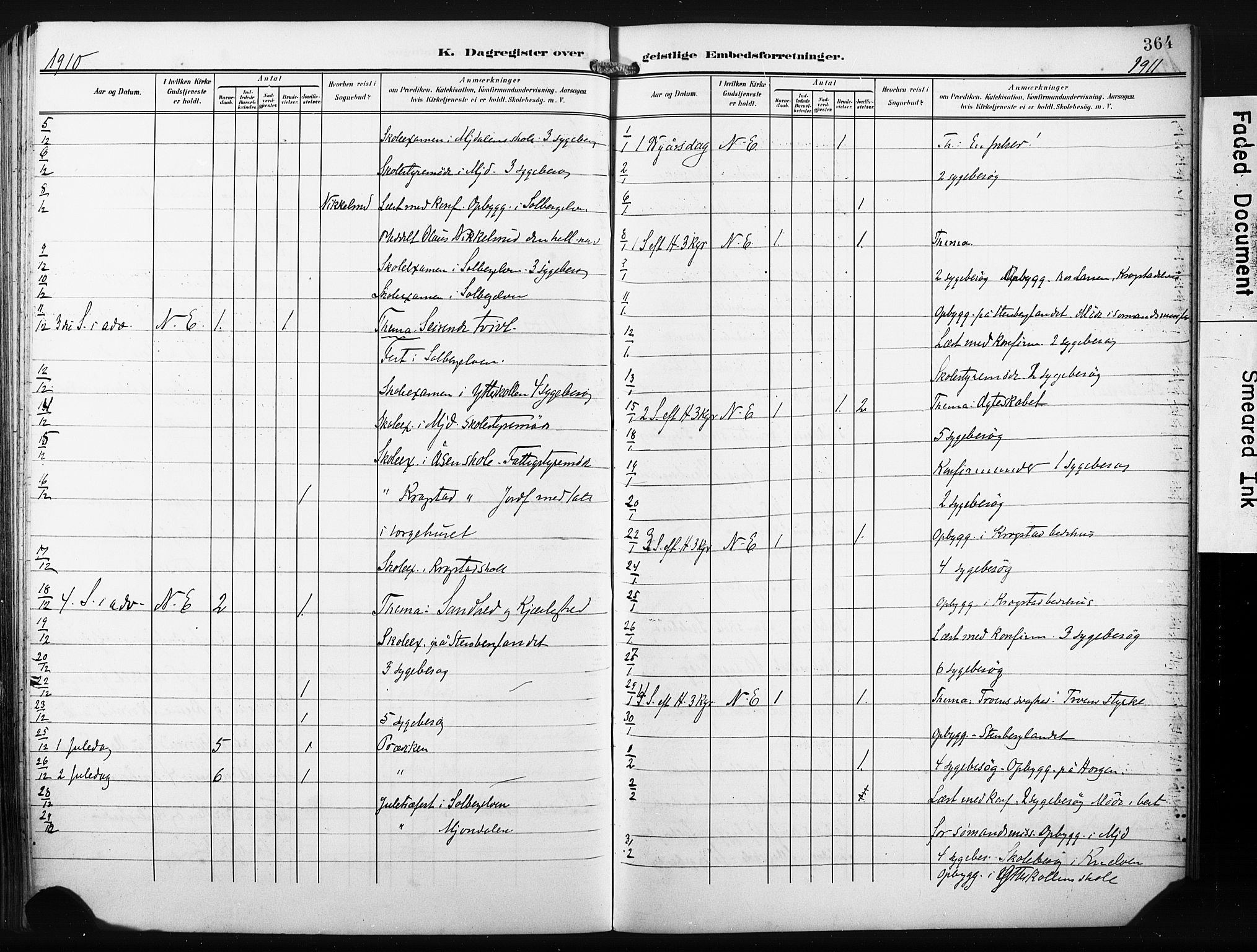 Nedre Eiker kirkebøker, AV/SAKO-A-612/F/Fa/L0006: Ministerialbok nr. 6, 1906-1912, s. 364