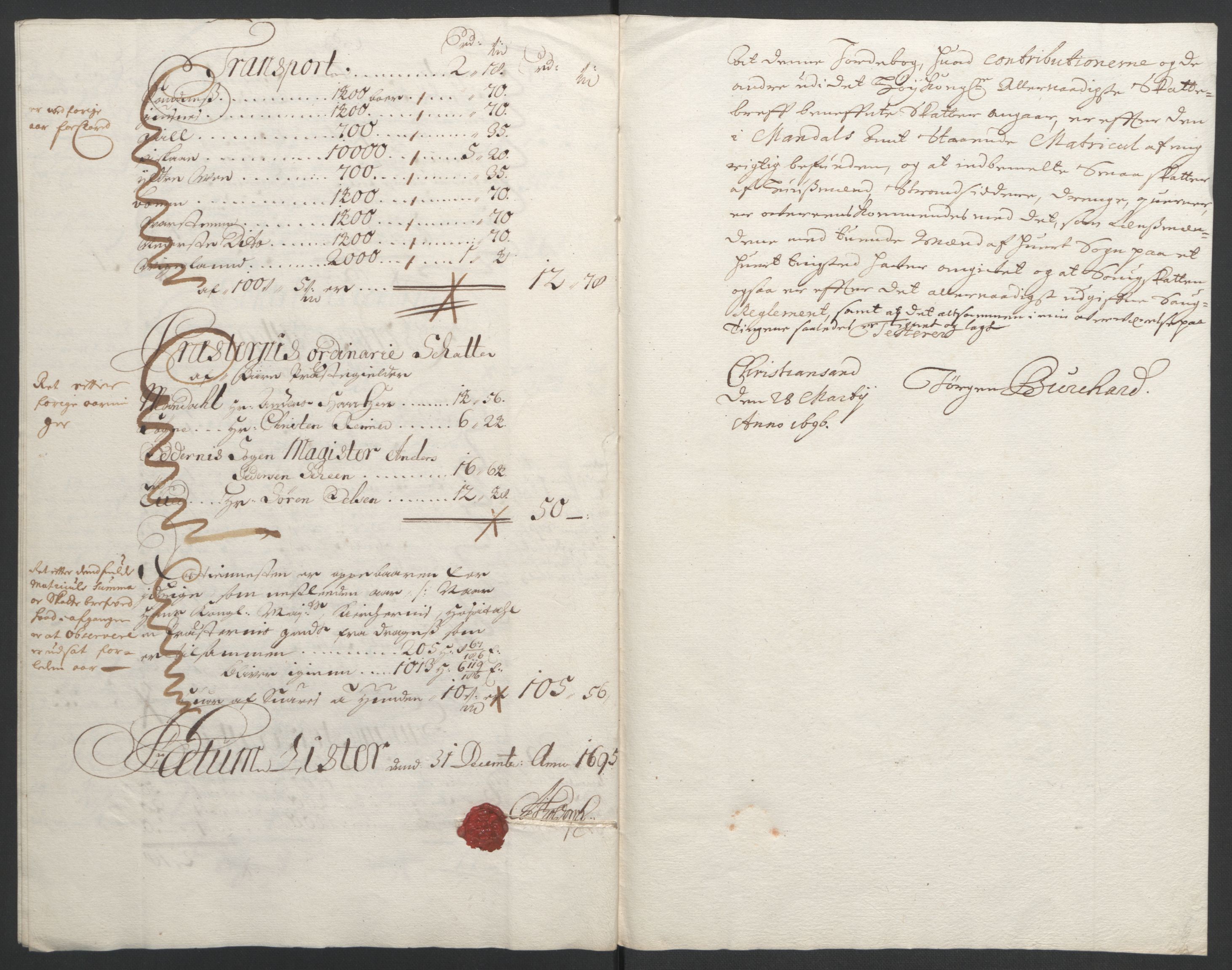 Rentekammeret inntil 1814, Reviderte regnskaper, Fogderegnskap, RA/EA-4092/R43/L2545: Fogderegnskap Lista og Mandal, 1694-1695, s. 249