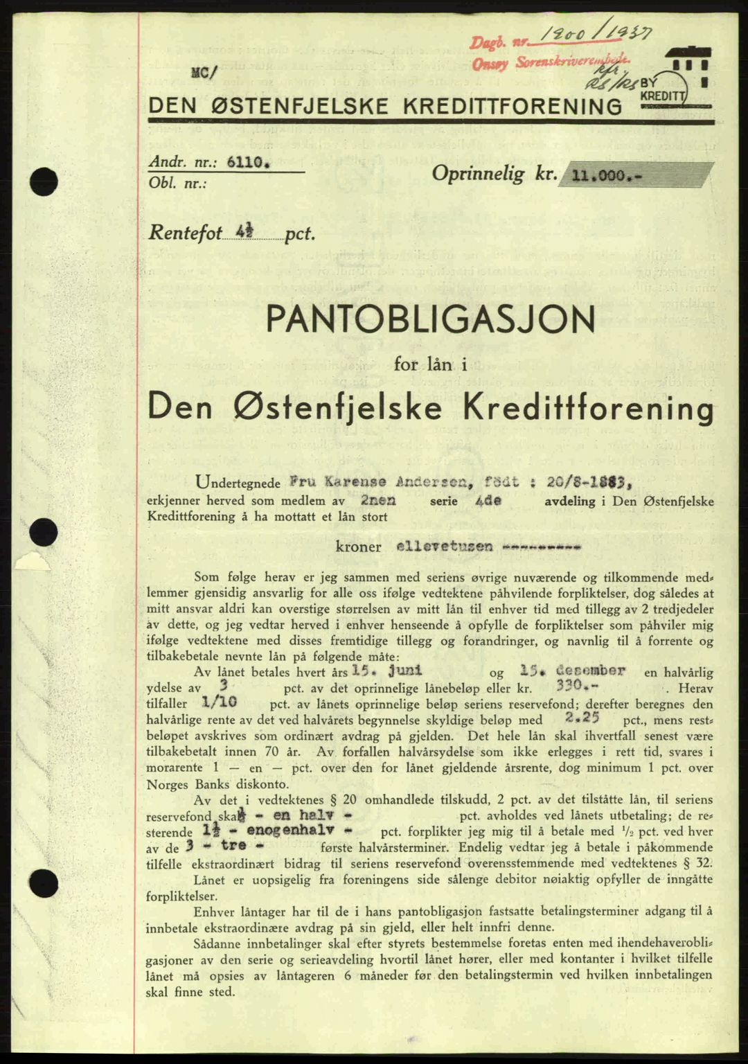 Onsøy sorenskriveri, SAO/A-10474/G/Ga/Gac/L0001: Pantebok nr. B1, 1936-1938, Dagboknr: 1900/1937