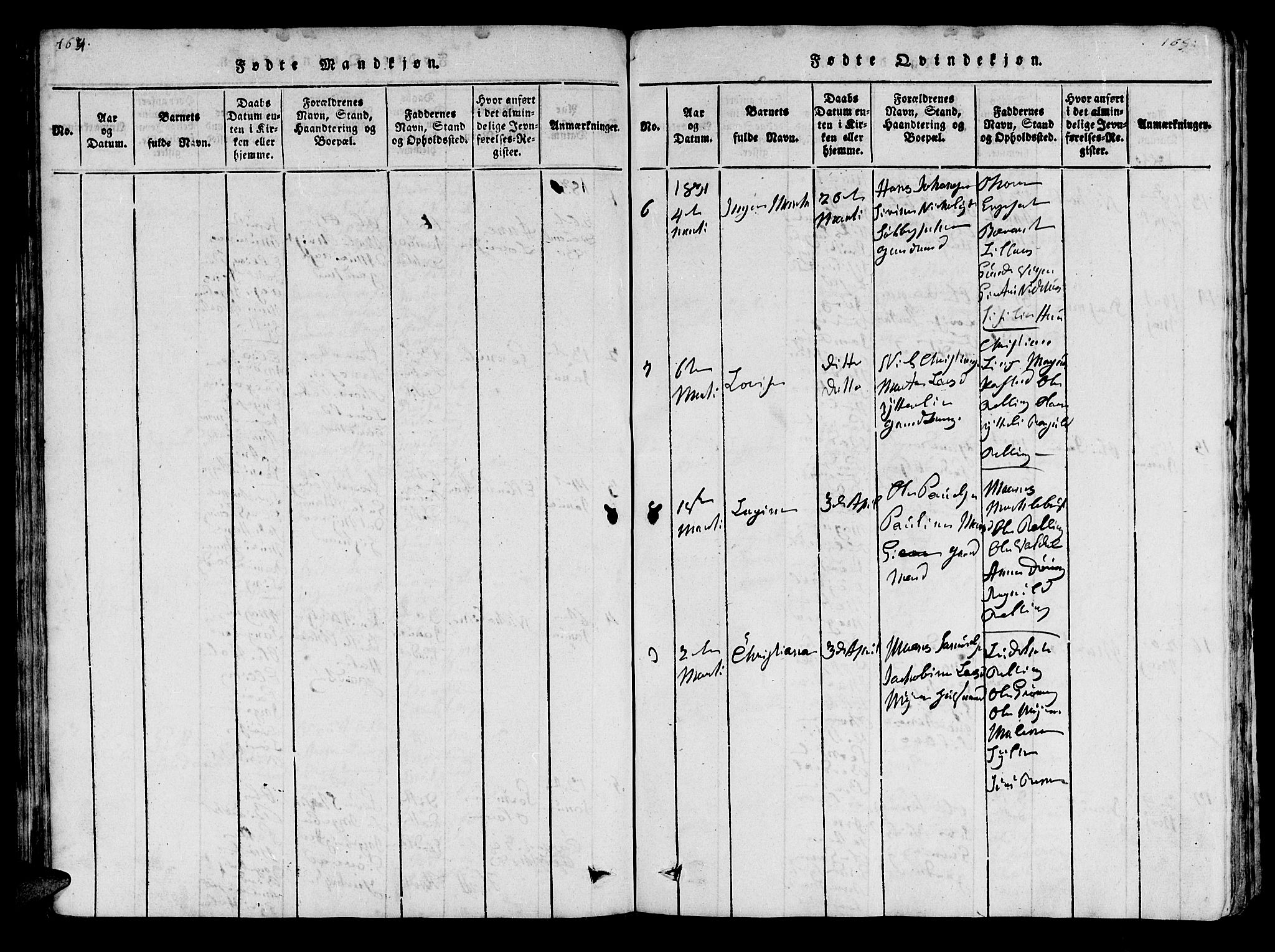 Ministerialprotokoller, klokkerbøker og fødselsregistre - Møre og Romsdal, SAT/A-1454/519/L0246: Ministerialbok nr. 519A05, 1817-1834, s. 164-165