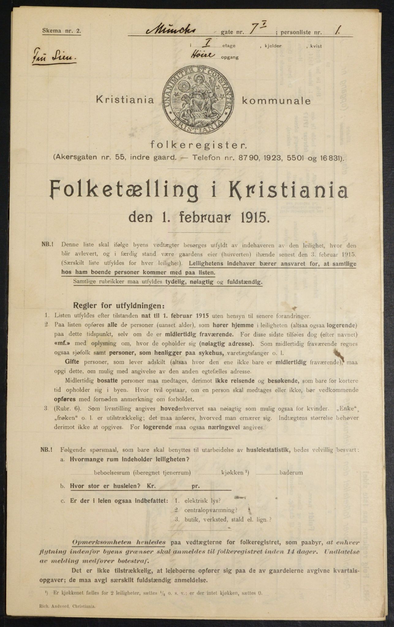 OBA, Kommunal folketelling 1.2.1915 for Kristiania, 1915, s. 66094