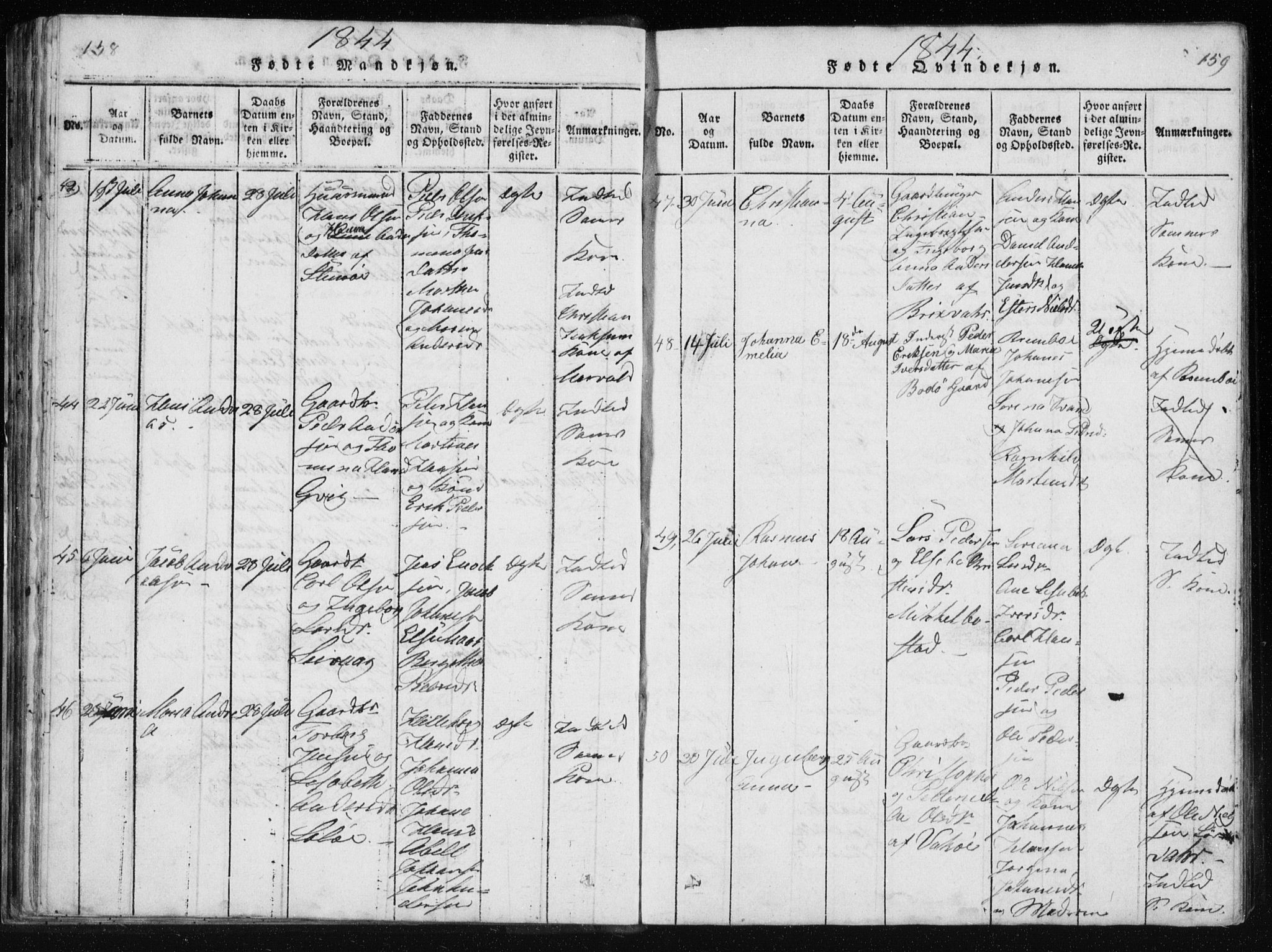 Ministerialprotokoller, klokkerbøker og fødselsregistre - Nordland, AV/SAT-A-1459/801/L0027: Klokkerbok nr. 801C02, 1835-1845, s. 158-159