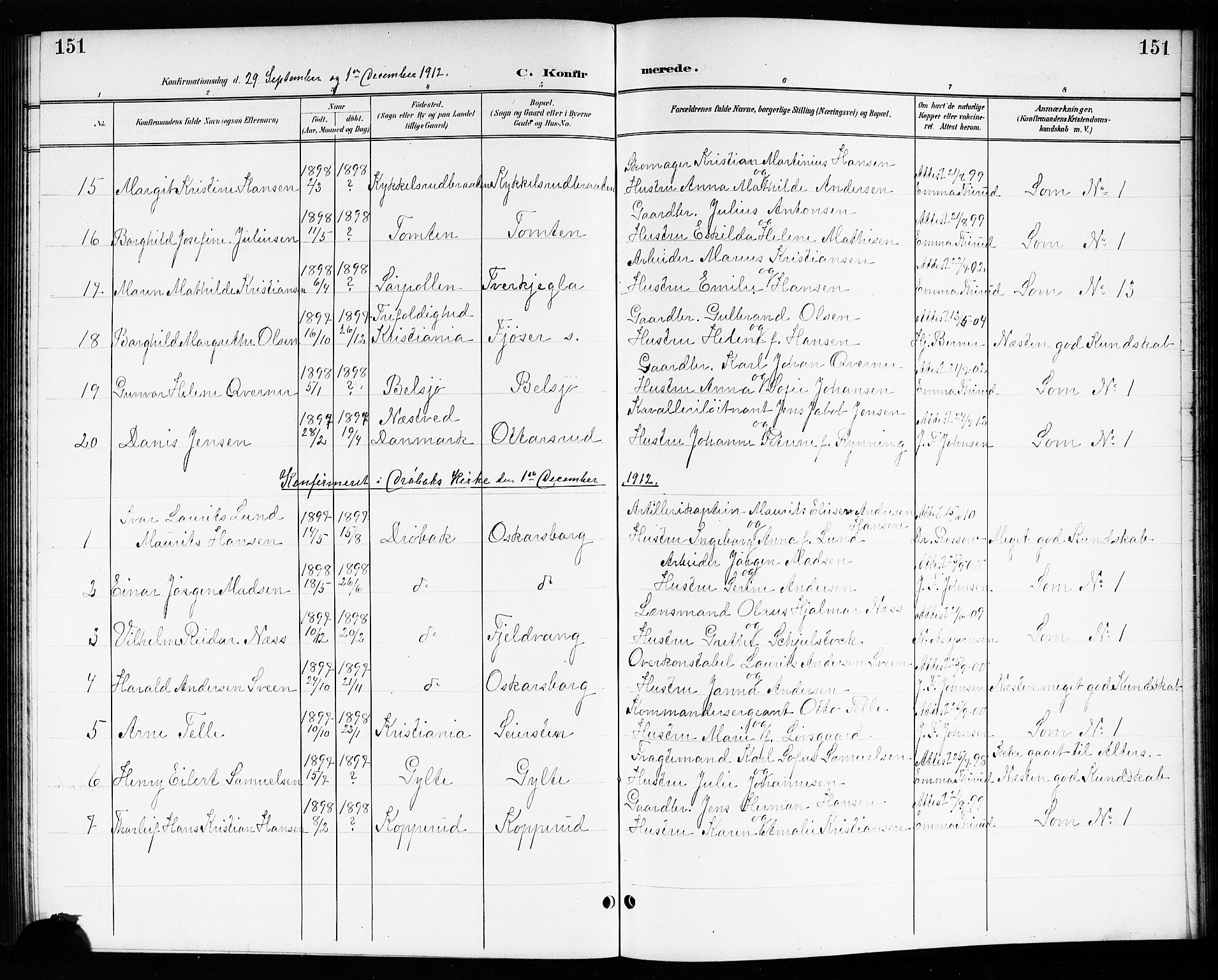 Drøbak prestekontor Kirkebøker, AV/SAO-A-10142a/G/Gb/L0001: Klokkerbok nr. II 1, 1901-1919, s. 151