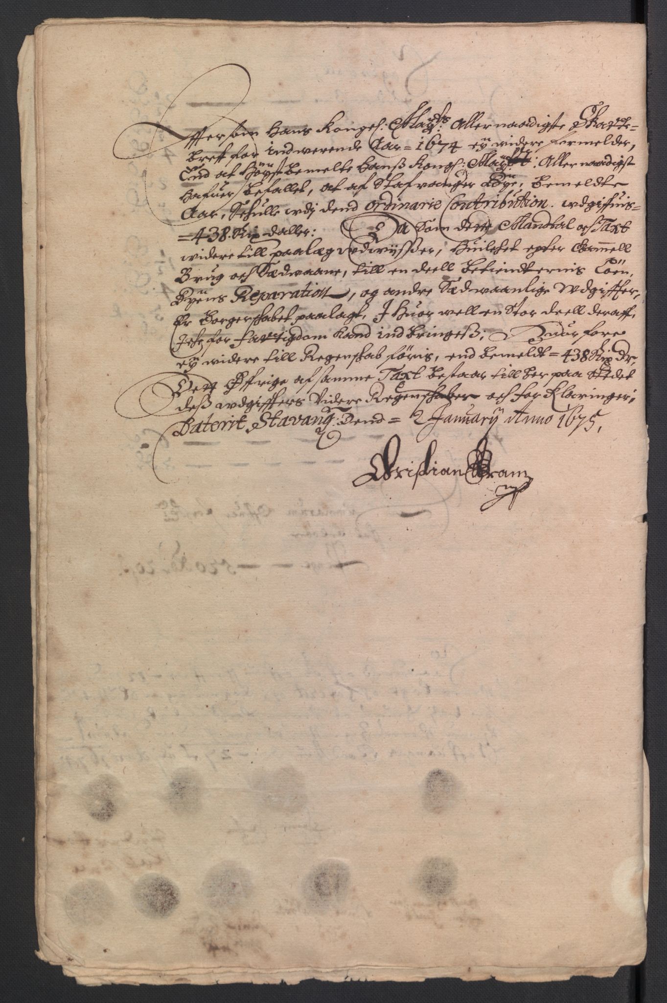 Rentekammeret inntil 1814, Reviderte regnskaper, Byregnskaper, AV/RA-EA-4066/R/Ro/L0300: [O3] Kontribusjonsregnskap, 1661-1678, s. 159
