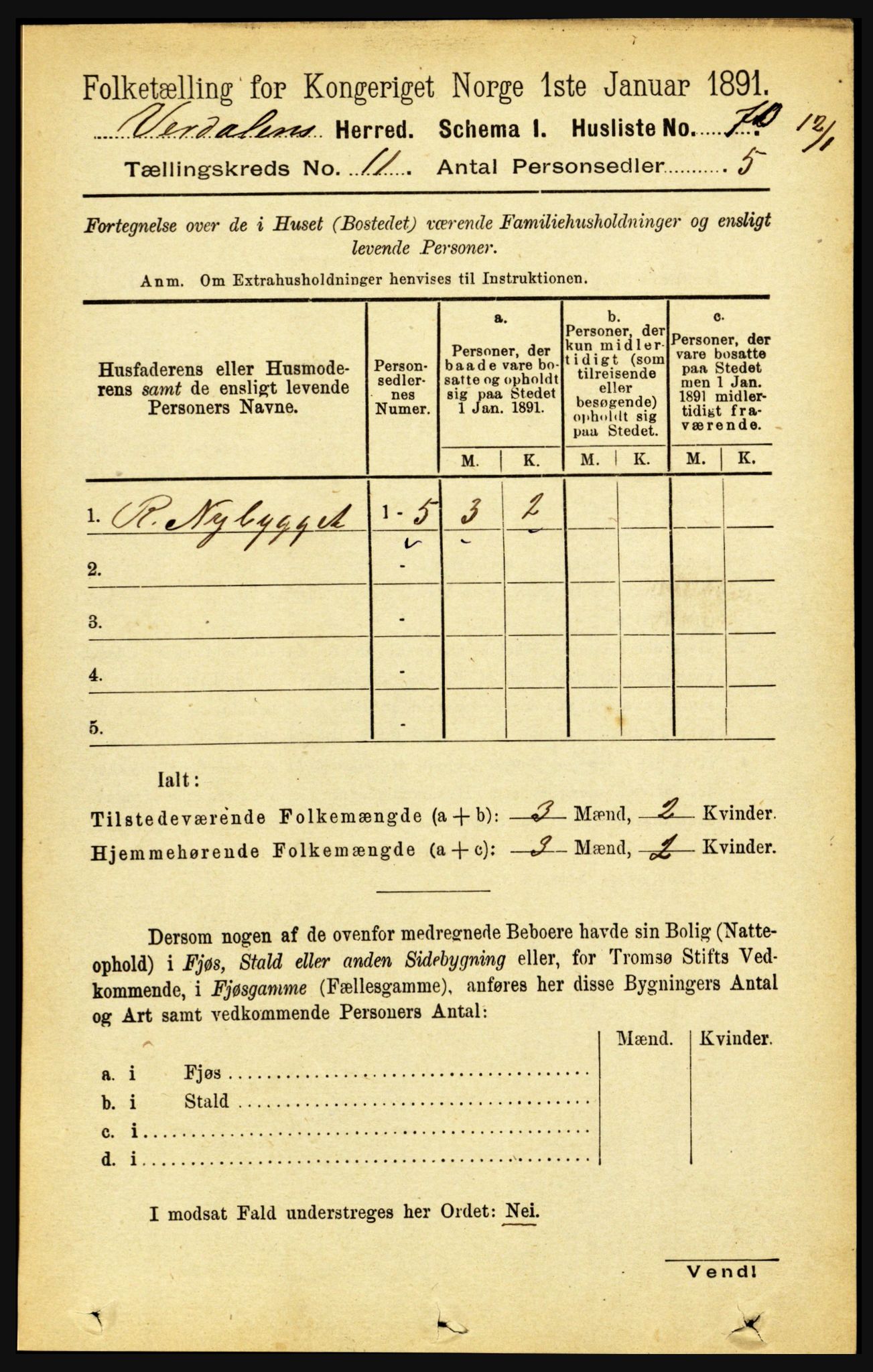 RA, Folketelling 1891 for 1721 Verdal herred, 1891, s. 5939