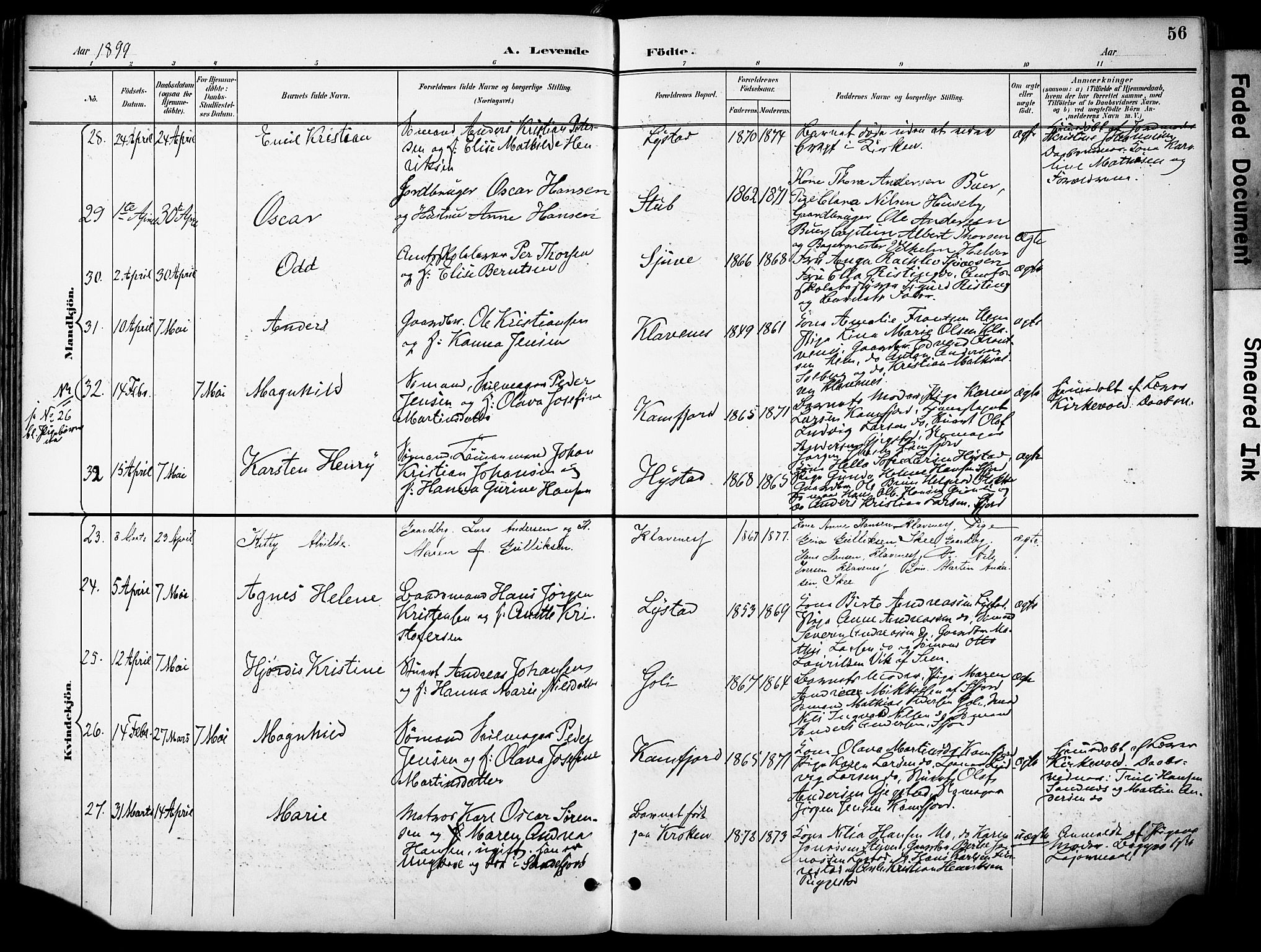 Sandar kirkebøker, AV/SAKO-A-243/F/Fa/L0014: Ministerialbok nr. 14, 1896-1909, s. 56