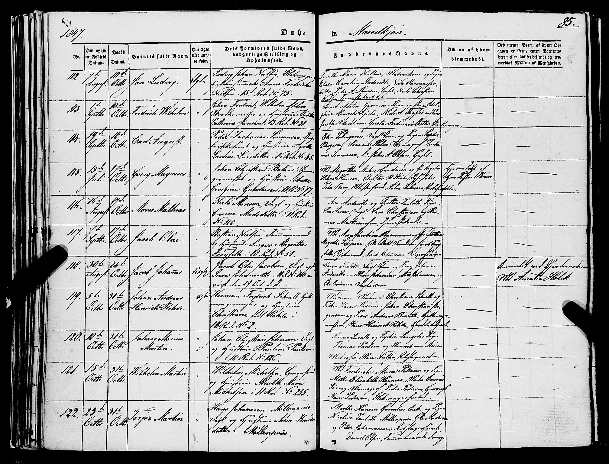 Domkirken sokneprestembete, AV/SAB-A-74801/H/Haa/L0019: Ministerialbok nr. B 2, 1841-1851, s. 85