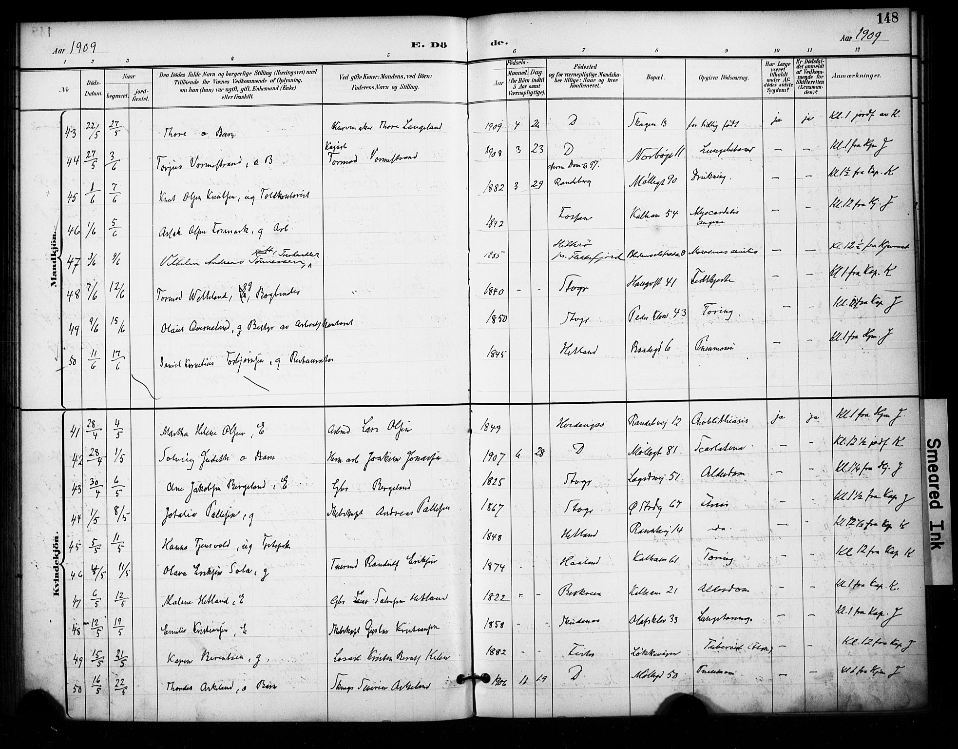 Domkirken sokneprestkontor, AV/SAST-A-101812/001/30/30BA/L0032: Ministerialbok nr. A 31, 1896-1917, s. 148