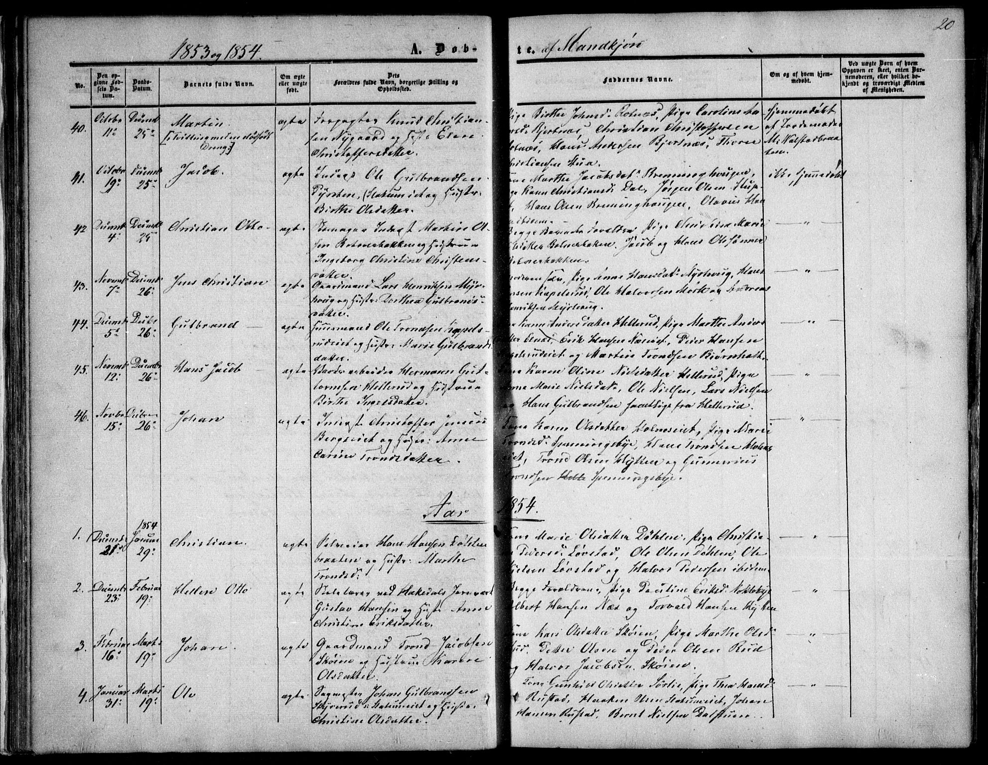 Nittedal prestekontor Kirkebøker, AV/SAO-A-10365a/F/Fa/L0005: Ministerialbok nr. I 5, 1850-1862, s. 20