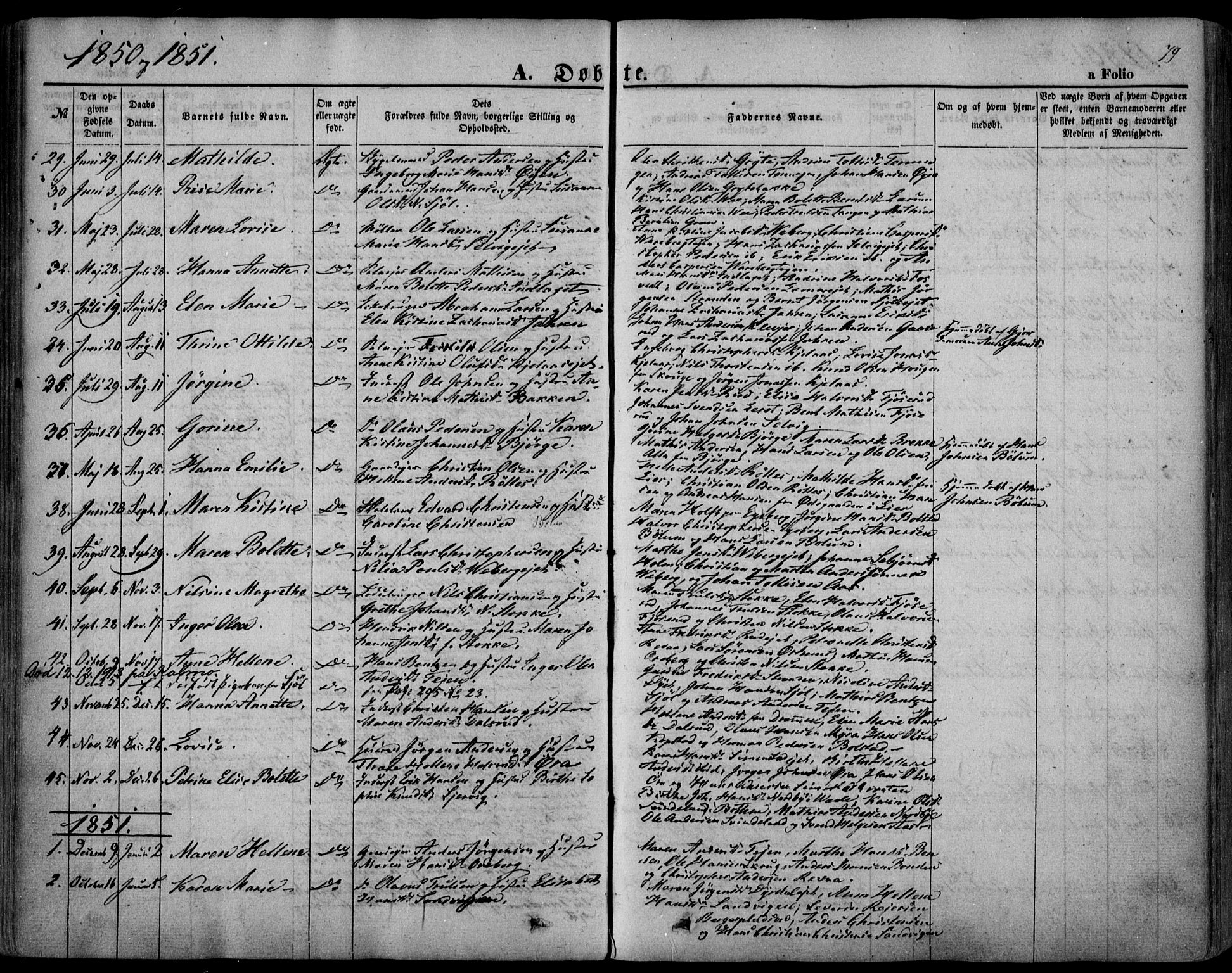 Sande Kirkebøker, AV/SAKO-A-53/F/Fa/L0004: Ministerialbok nr. 4, 1847-1864, s. 79