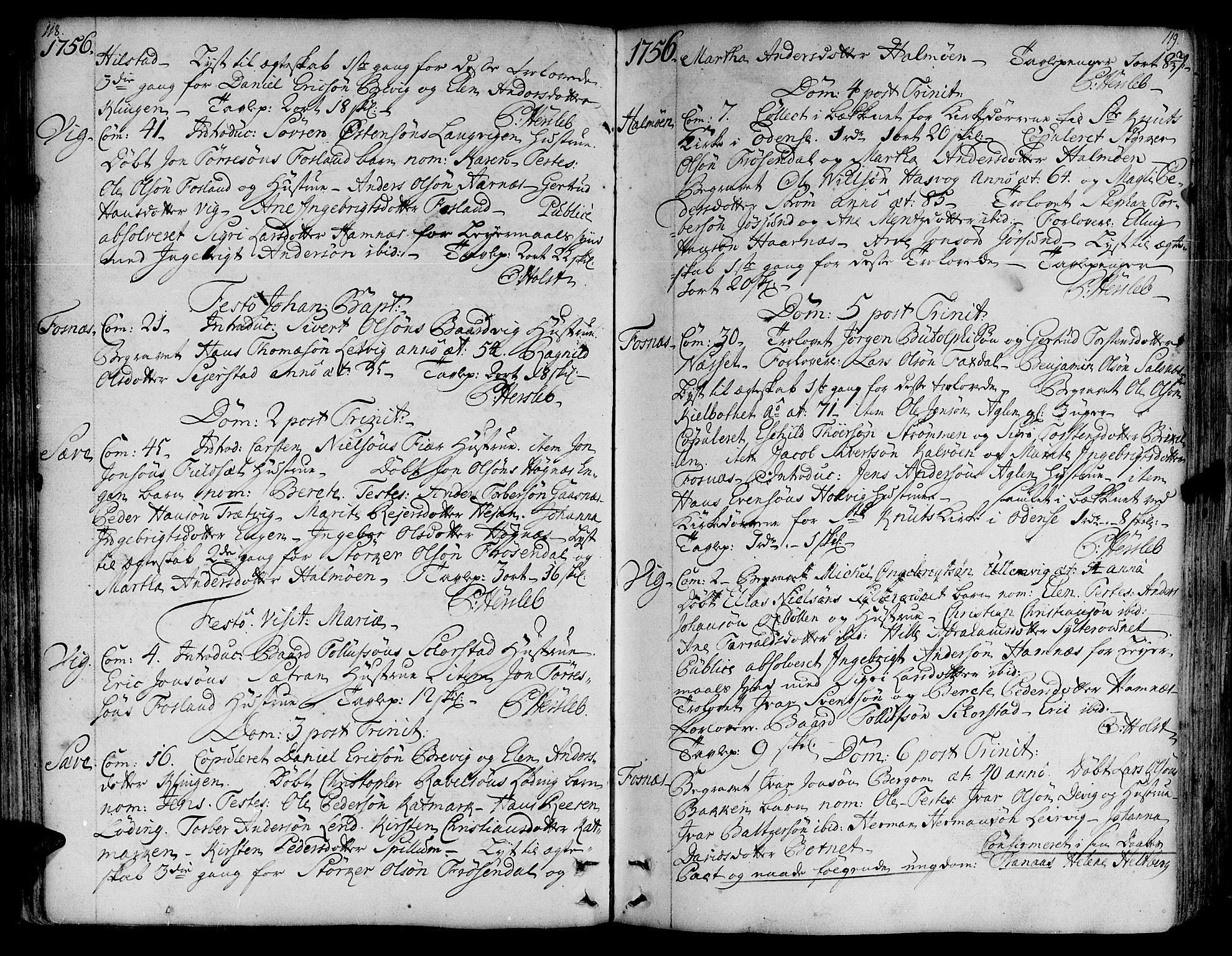 Ministerialprotokoller, klokkerbøker og fødselsregistre - Nord-Trøndelag, AV/SAT-A-1458/773/L0607: Ministerialbok nr. 773A01, 1751-1783, s. 118-119