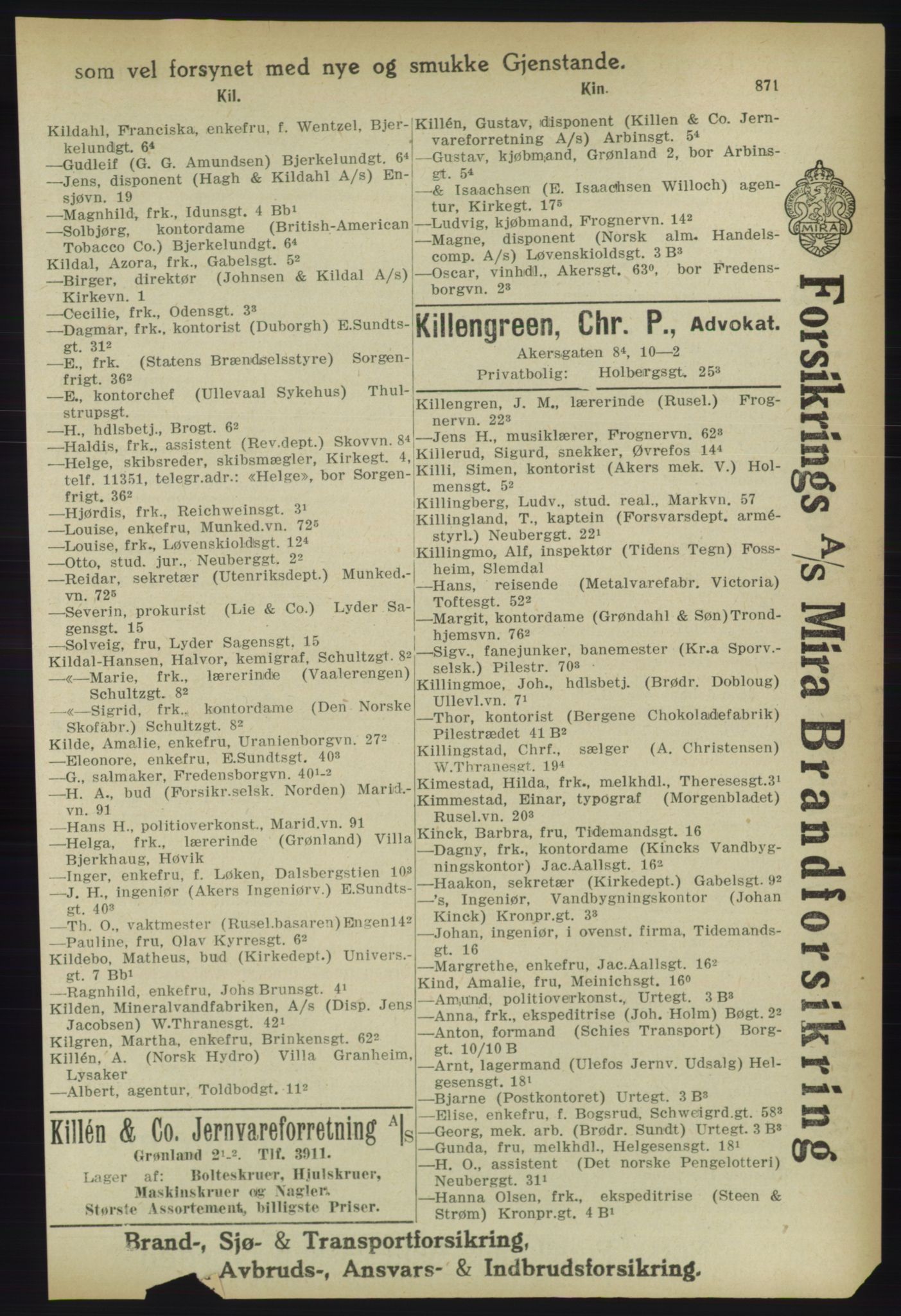 Kristiania/Oslo adressebok, PUBL/-, 1918, s. 896