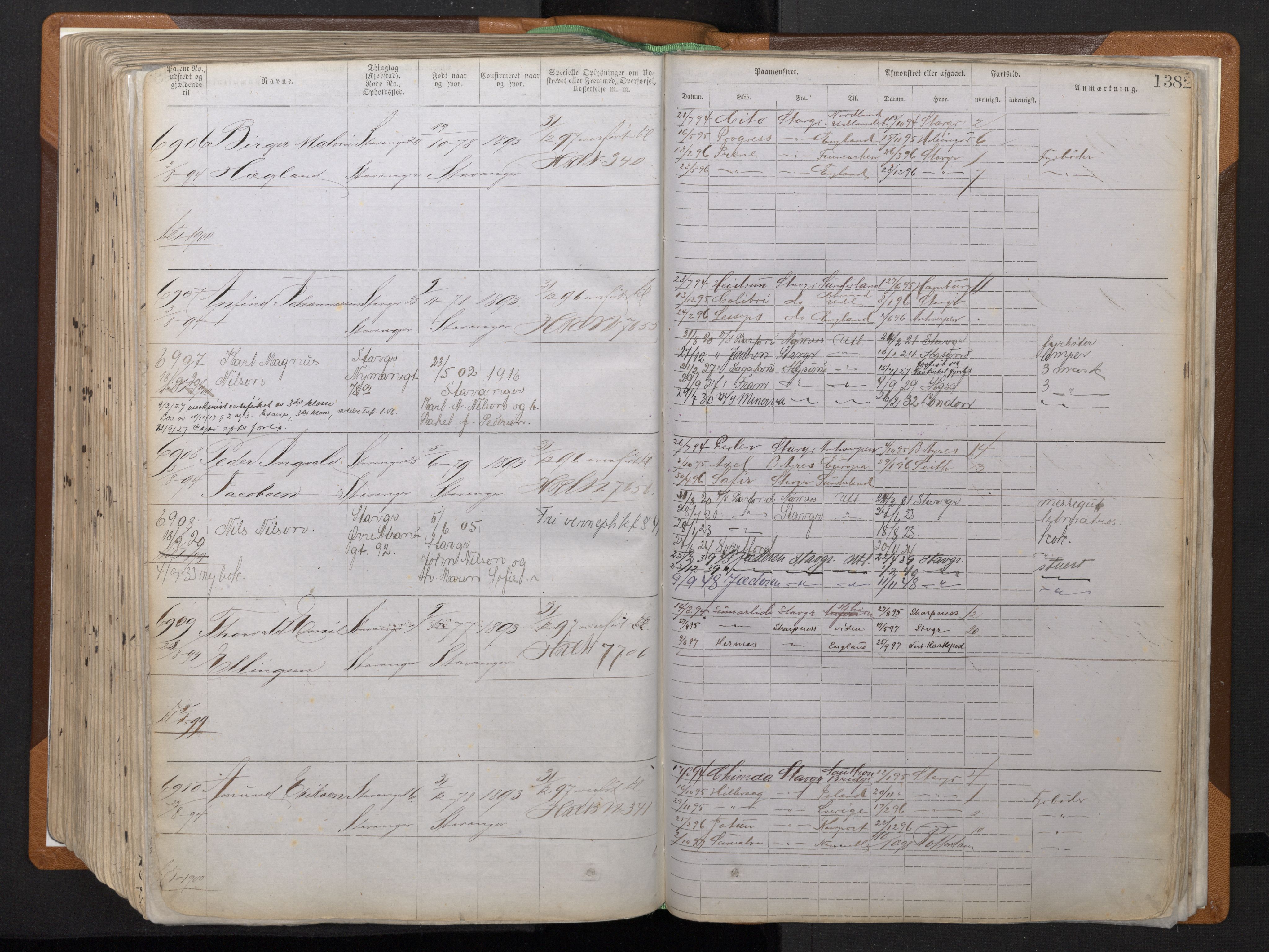 Stavanger sjømannskontor, AV/SAST-A-102006/F/Ff/L0011: Annotasjonsrulle, patentnr. 5225-7180 (dublett), 1887-1900, s. 361