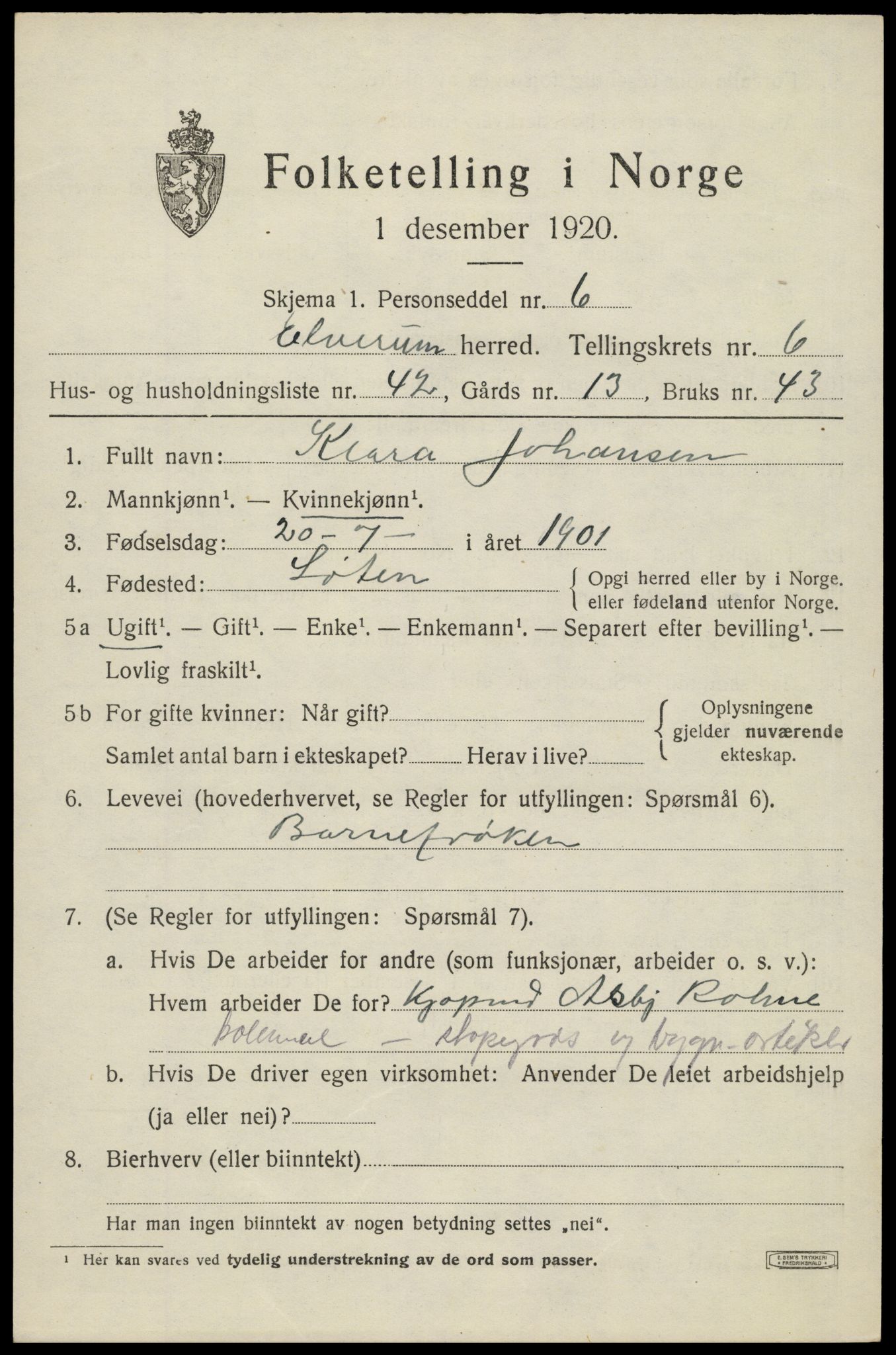 SAH, Folketelling 1920 for 0427 Elverum herred, 1920, s. 9864
