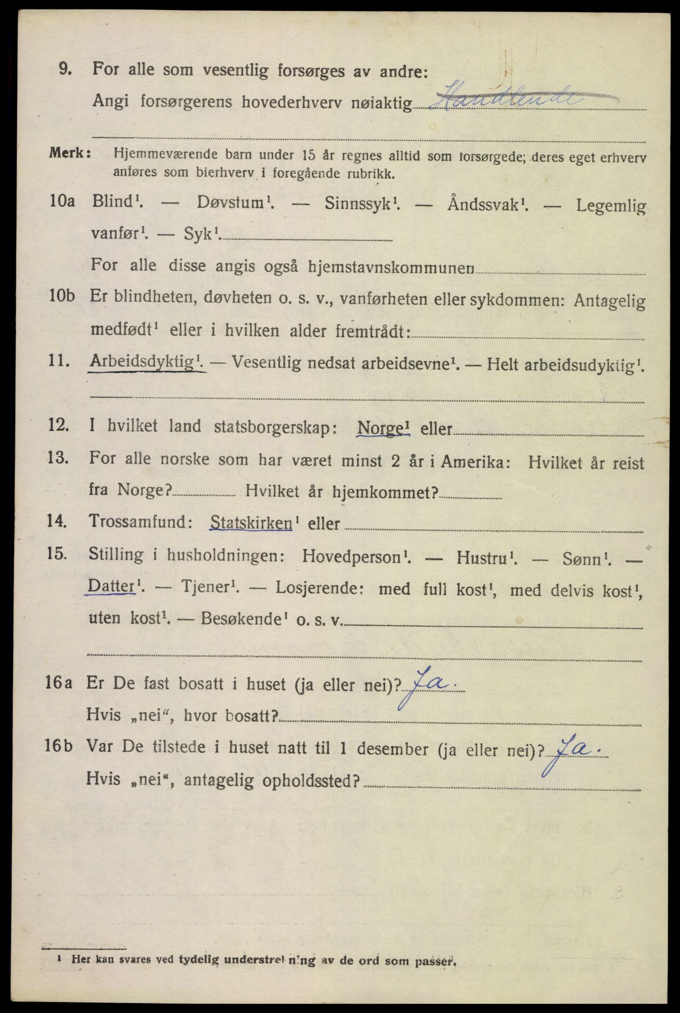 SAK, Folketelling 1920 for 1012 Oddernes herred, 1920, s. 9640