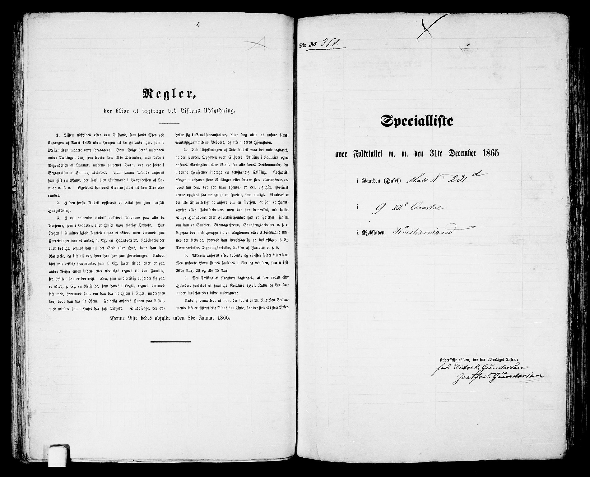 RA, Folketelling 1865 for 1001P Kristiansand prestegjeld, 1865, s. 743