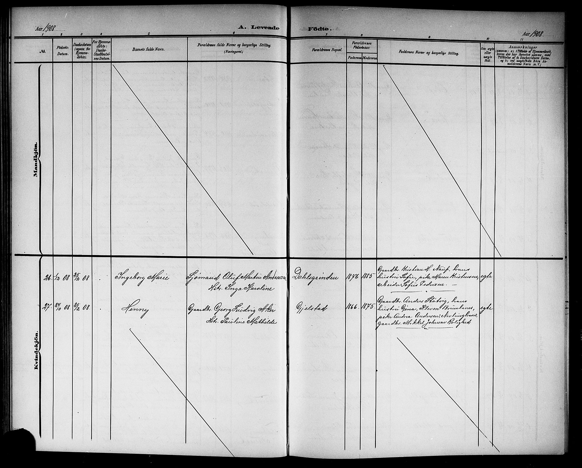 Hedrum kirkebøker, AV/SAKO-A-344/G/Ga/L0004: Klokkerbok nr. I 4, 1902-1915