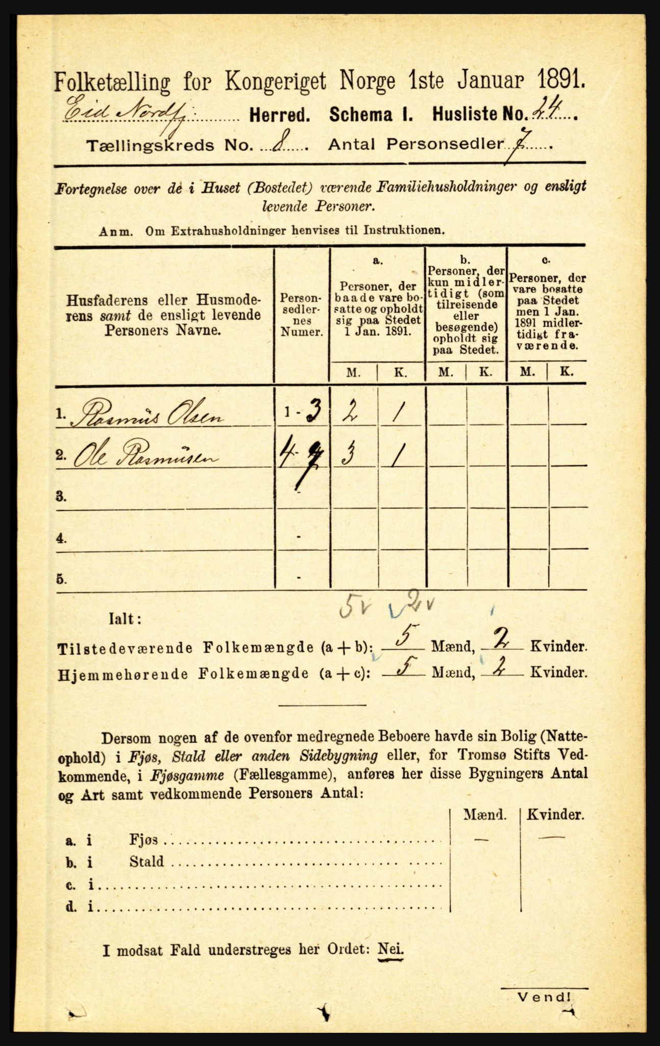 RA, Folketelling 1891 for 1443 Eid herred, 1891, s. 1972