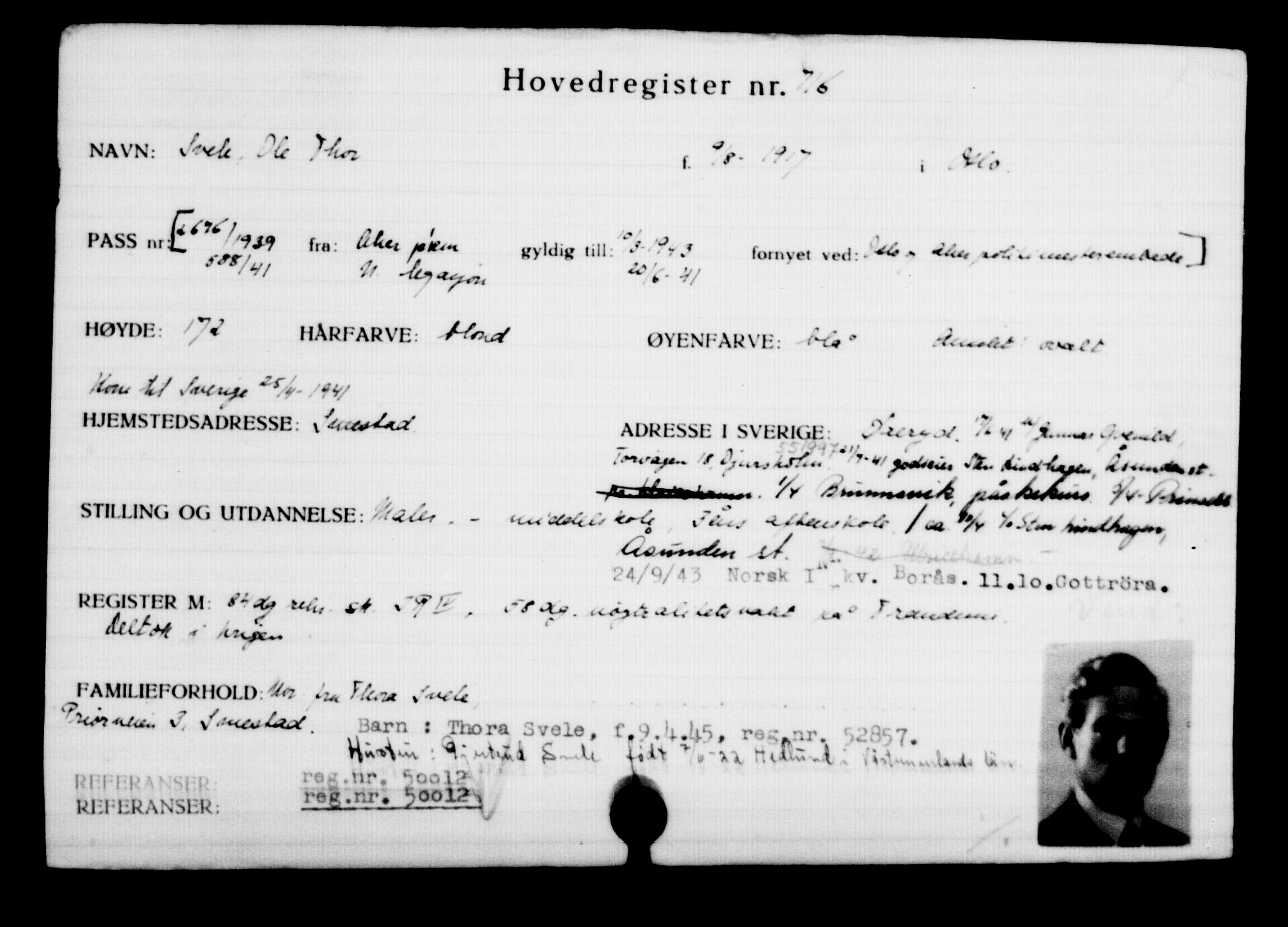 Utenriksstasjonene, Legasjonen i Stockholm, Flyktningkontoret, AV/RA-S-6753/V/Va/L0001: Kjesäterkartoteket, flyktninger med registreringsnr. 1-1000, 1940-1945, s. 1120