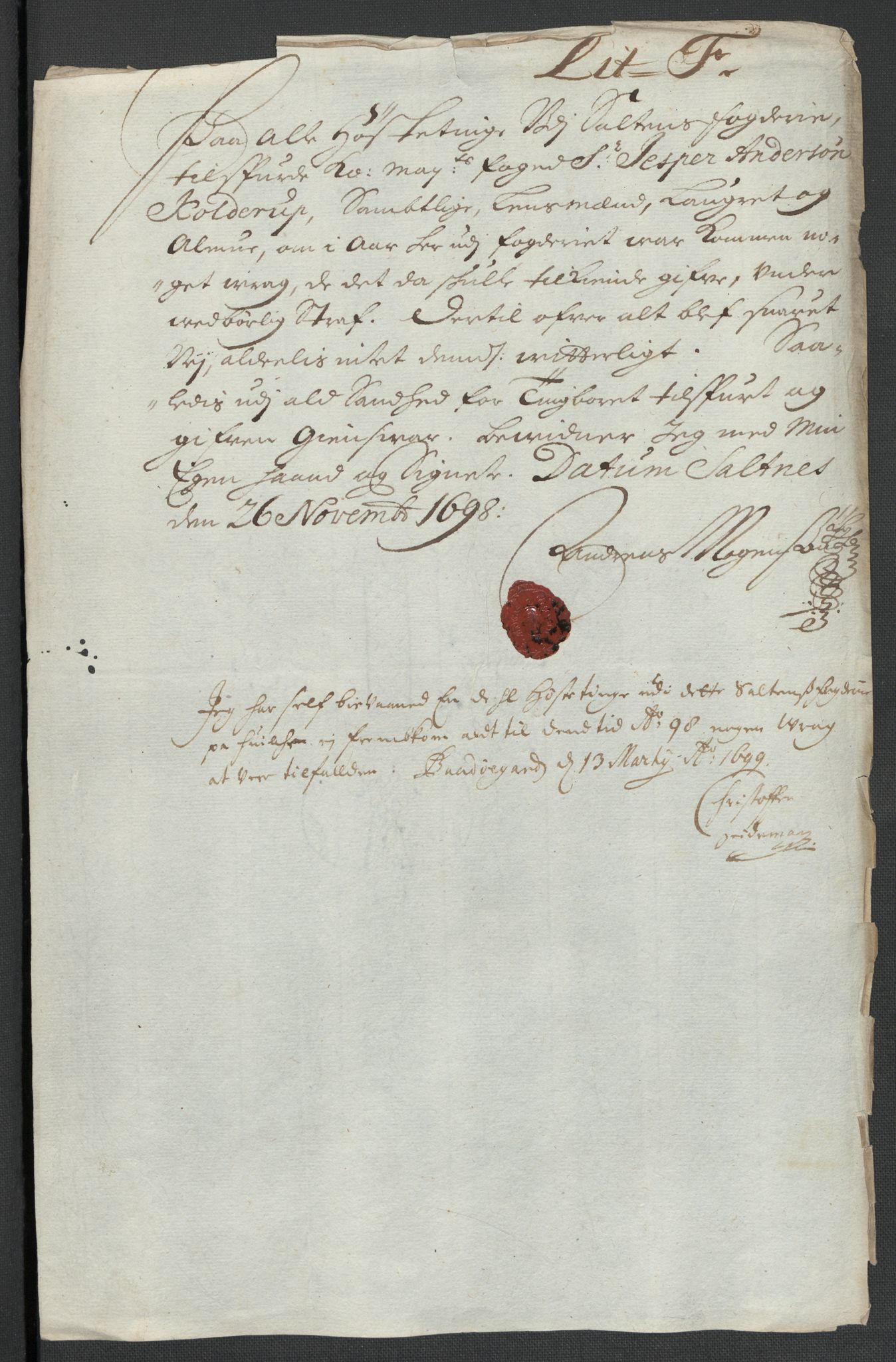 Rentekammeret inntil 1814, Reviderte regnskaper, Fogderegnskap, RA/EA-4092/R66/L4579: Fogderegnskap Salten, 1697-1700, s. 200