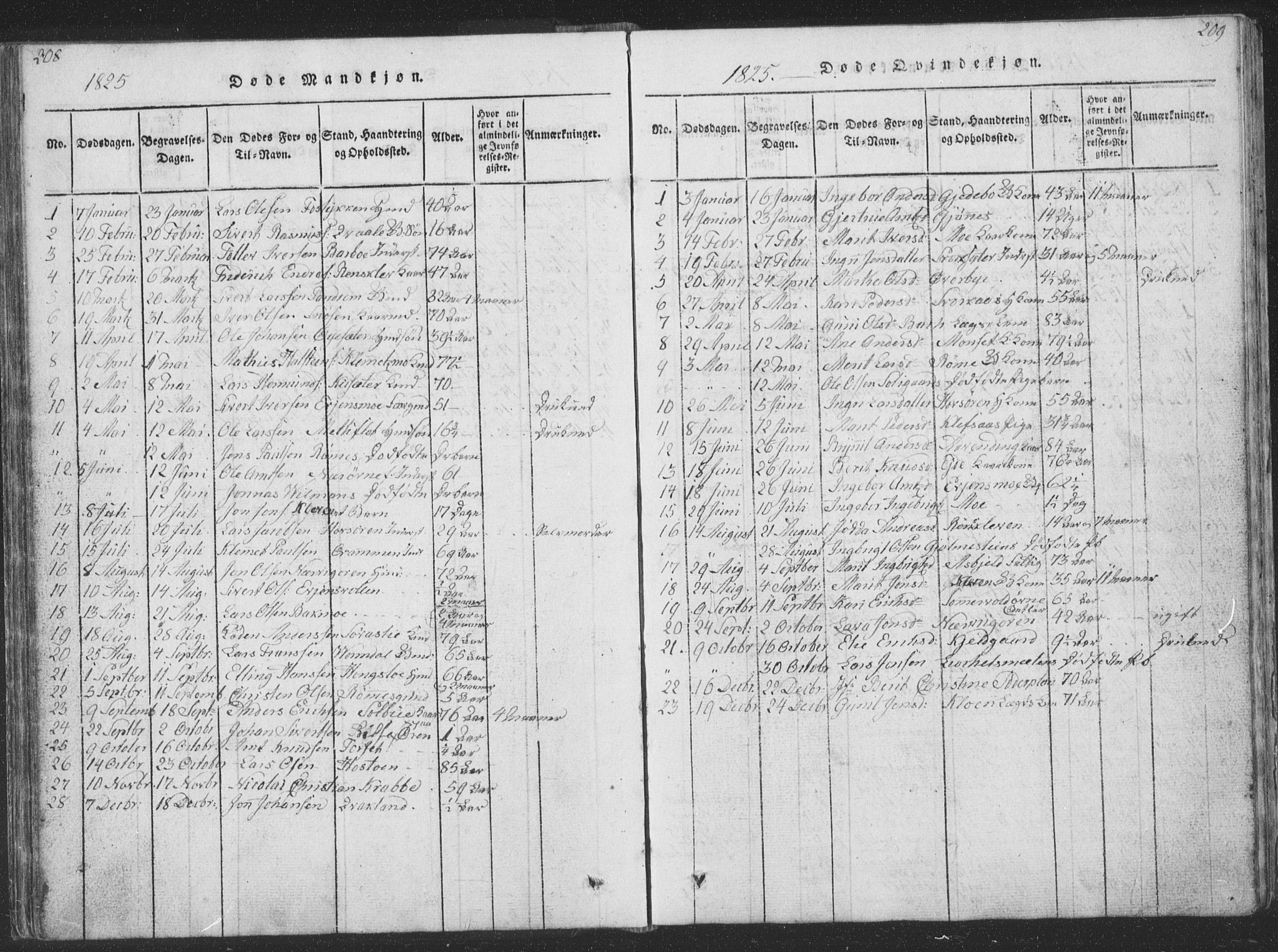 Ministerialprotokoller, klokkerbøker og fødselsregistre - Sør-Trøndelag, AV/SAT-A-1456/668/L0816: Klokkerbok nr. 668C05, 1816-1893, s. 208-209