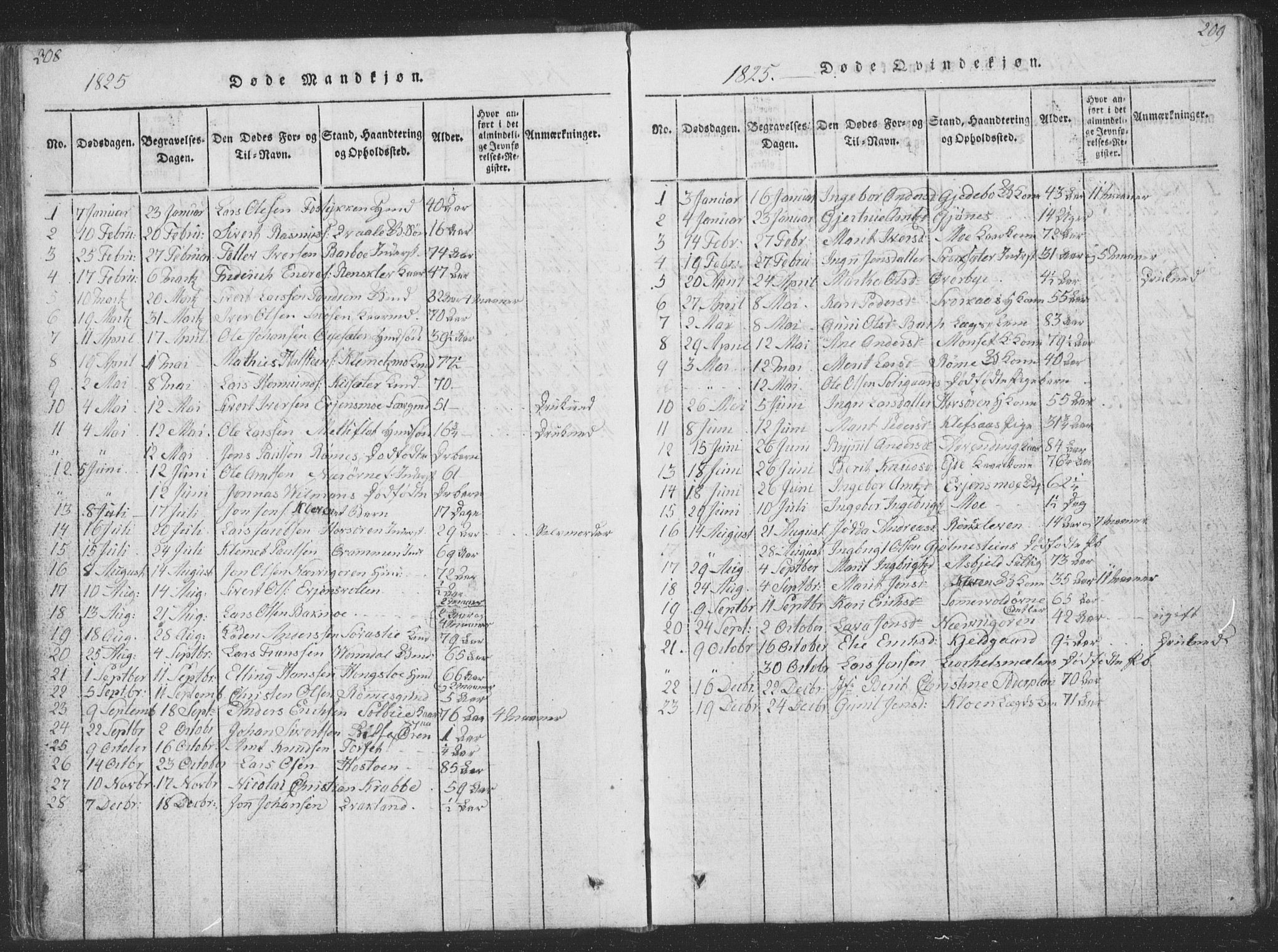 Ministerialprotokoller, klokkerbøker og fødselsregistre - Sør-Trøndelag, SAT/A-1456/668/L0816: Klokkerbok nr. 668C05, 1816-1893, s. 208-209