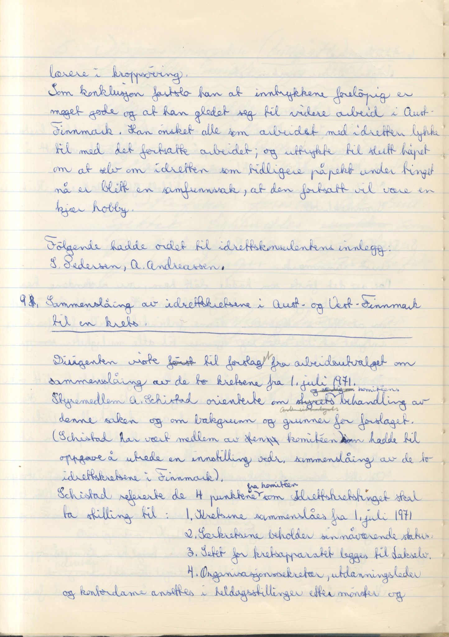 Aust-Finnmark Idrettskrets , FMFB/A-1041/A/L0007: Møteprotokoll for arbeidsutvalg, 1963-1971, s. 261