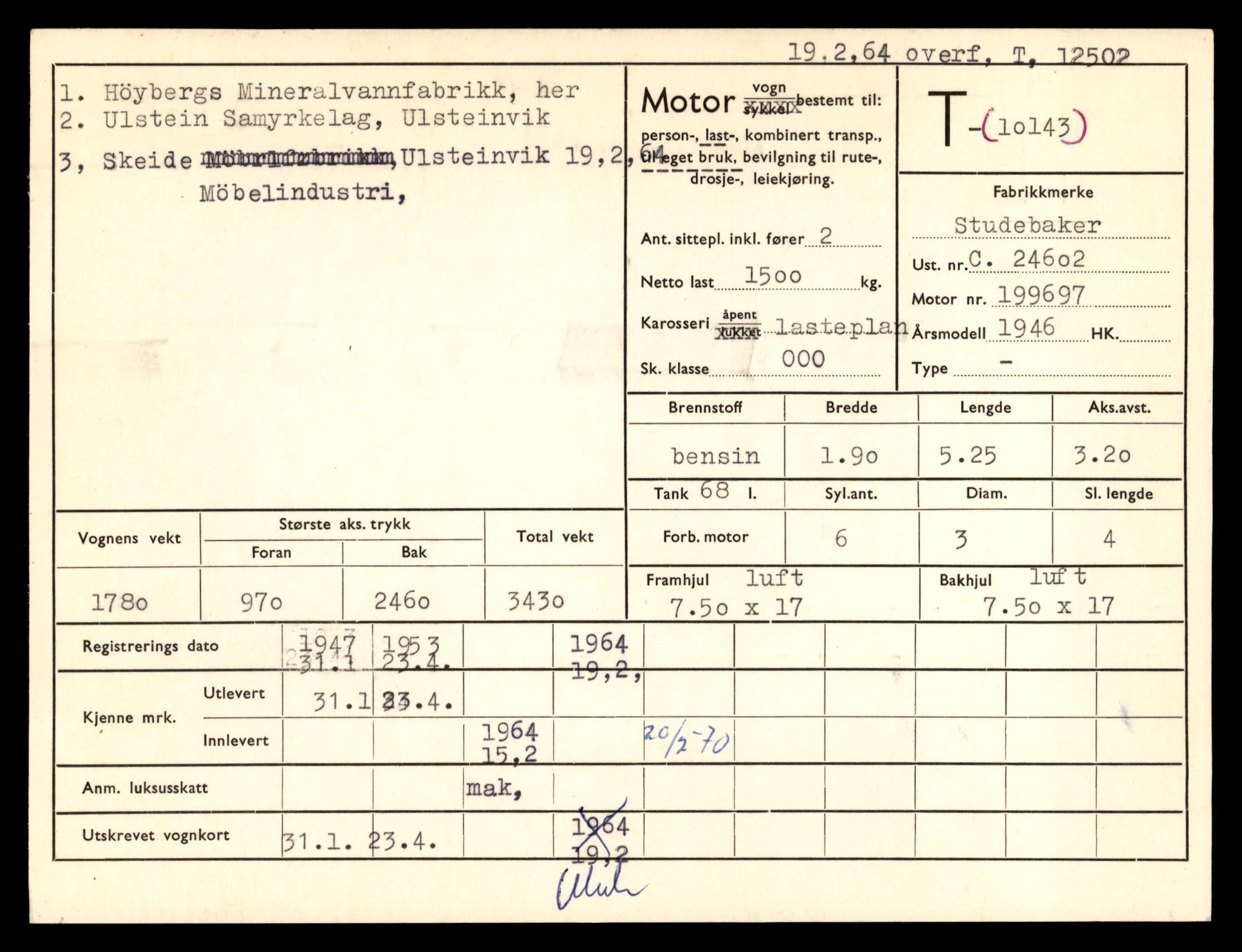 Møre og Romsdal vegkontor - Ålesund trafikkstasjon, AV/SAT-A-4099/F/Fe/L0034: Registreringskort for kjøretøy T 12500 - T 12652, 1927-1998, s. 59