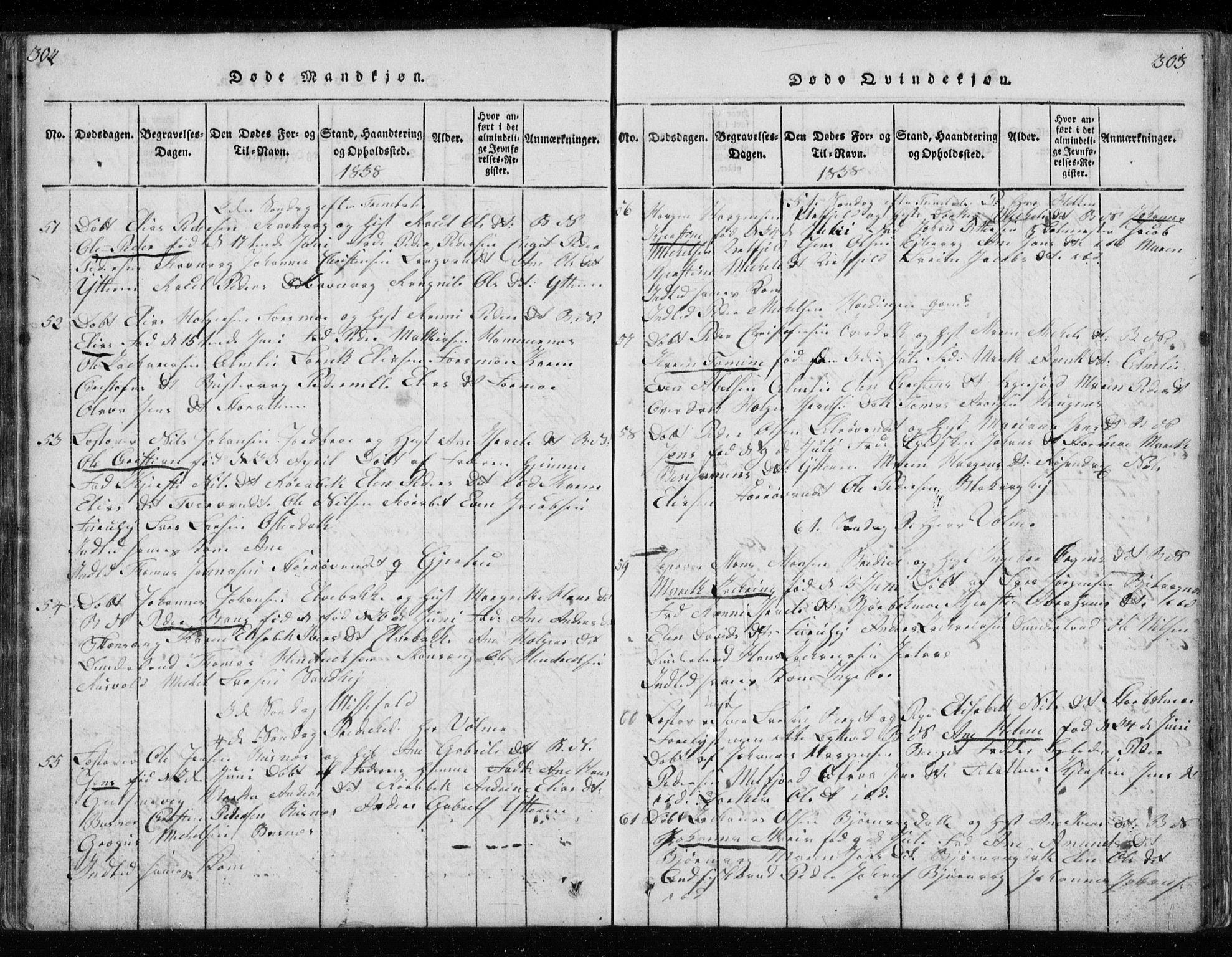 Ministerialprotokoller, klokkerbøker og fødselsregistre - Nordland, AV/SAT-A-1459/827/L0412: Klokkerbok nr. 827C01, 1820-1841, s. 302-303