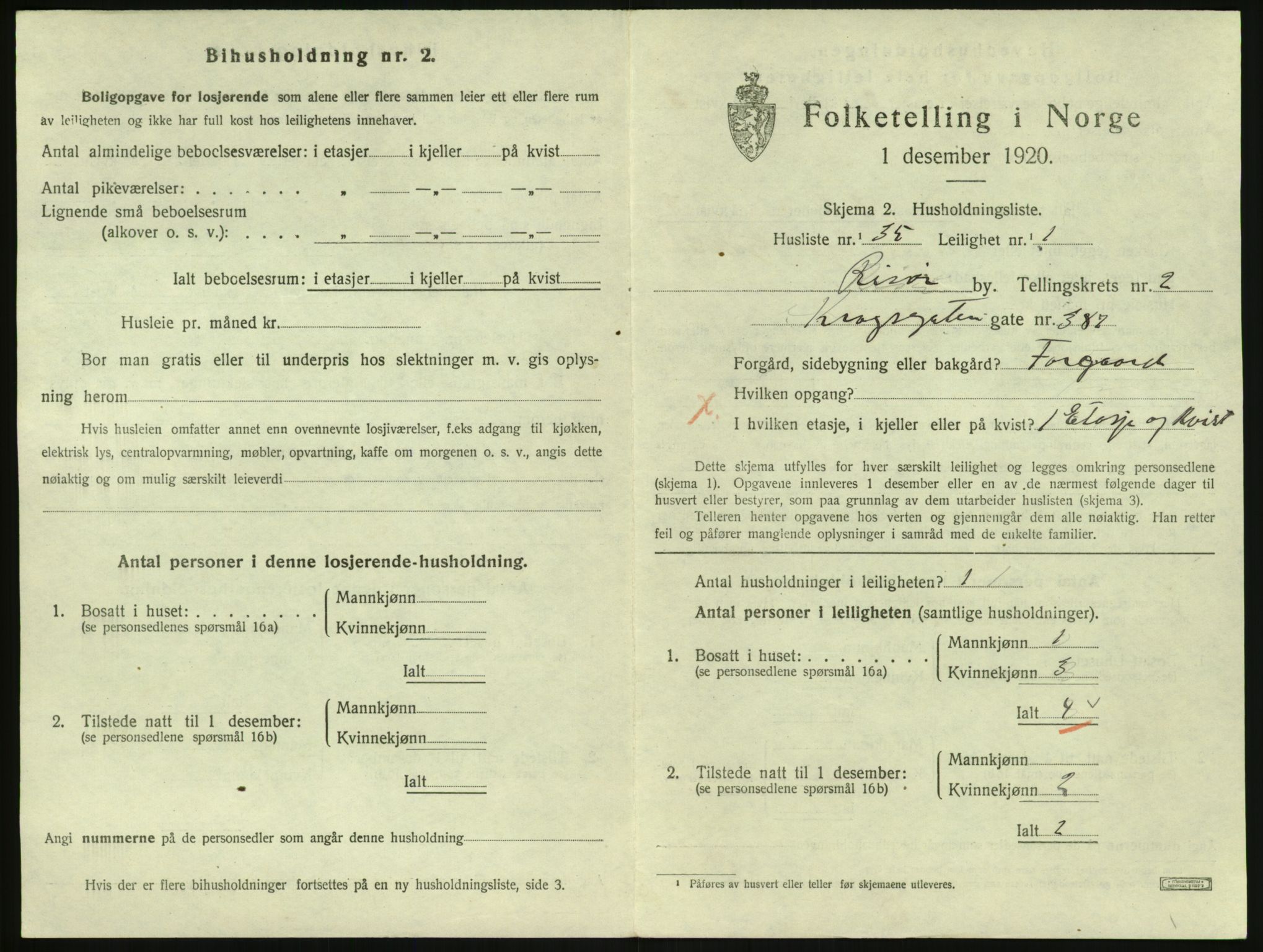 SAK, Folketelling 1920 for 0901 Risør kjøpstad, 1920, s. 2039