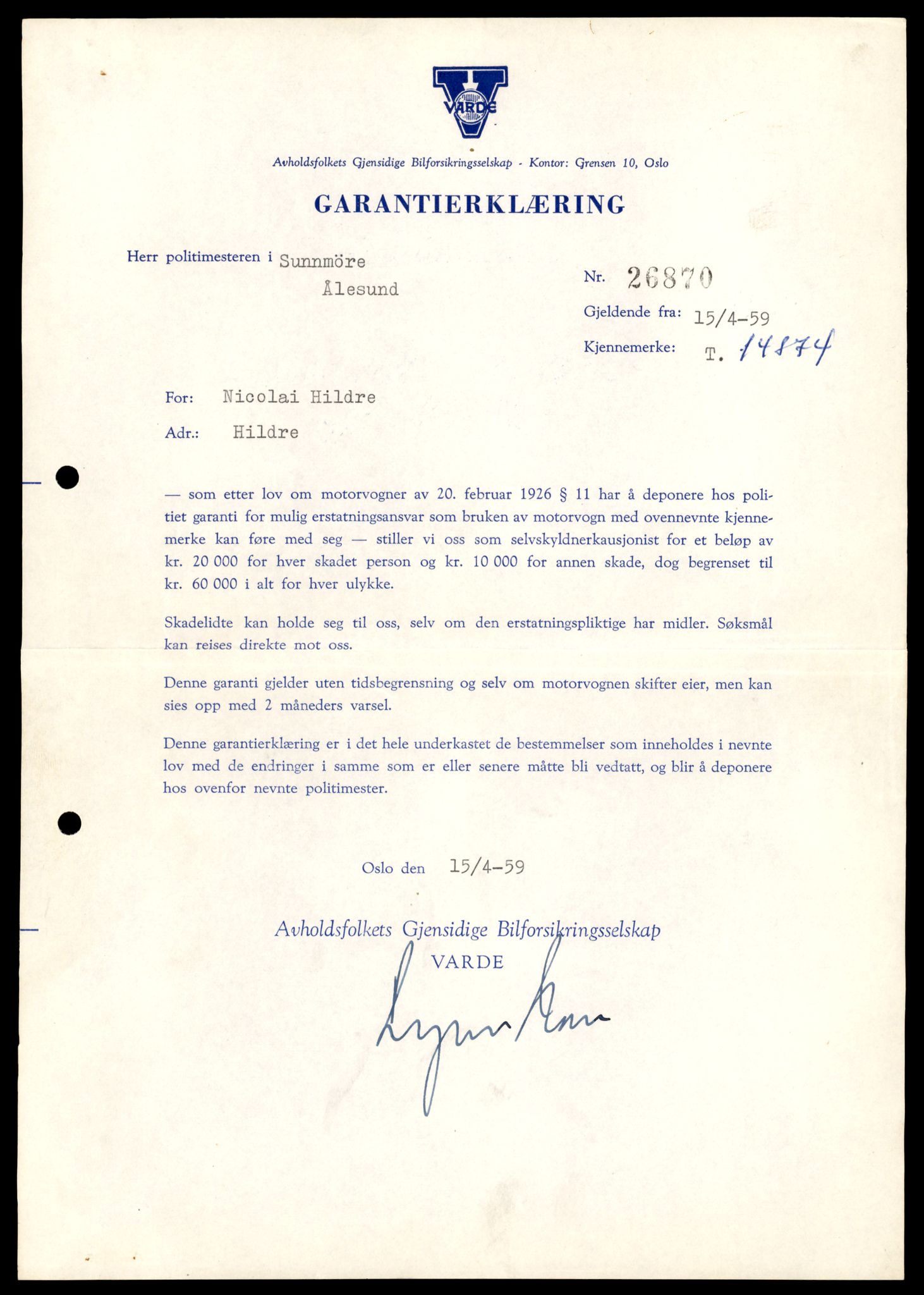 Møre og Romsdal vegkontor - Ålesund trafikkstasjon, AV/SAT-A-4099/F/Fe/L0049: Registreringskort for kjøretøy T 14864 - T 18613, 1927-1998, s. 263