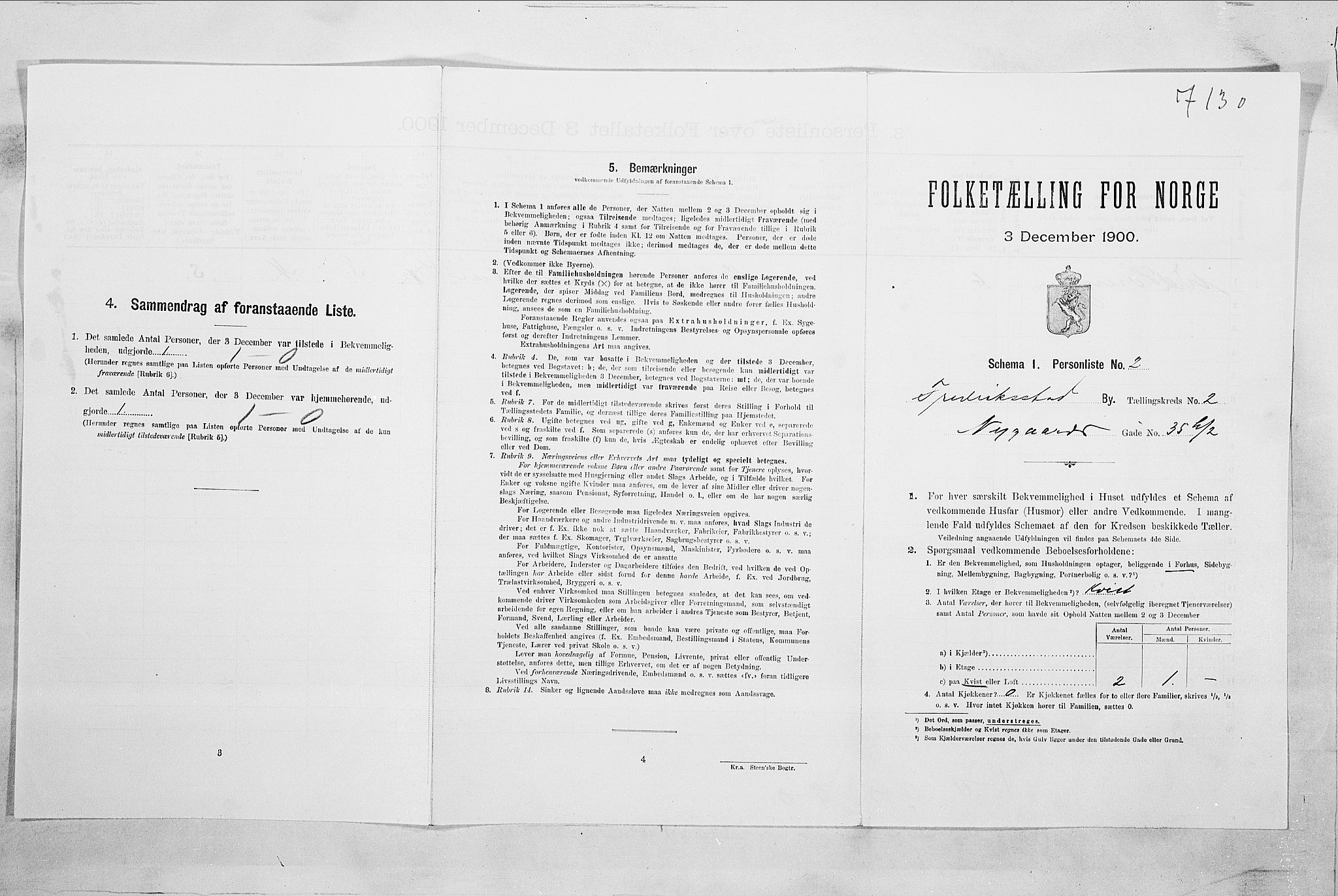 SAO, Folketelling 1900 for 0103 Fredrikstad kjøpstad, 1900