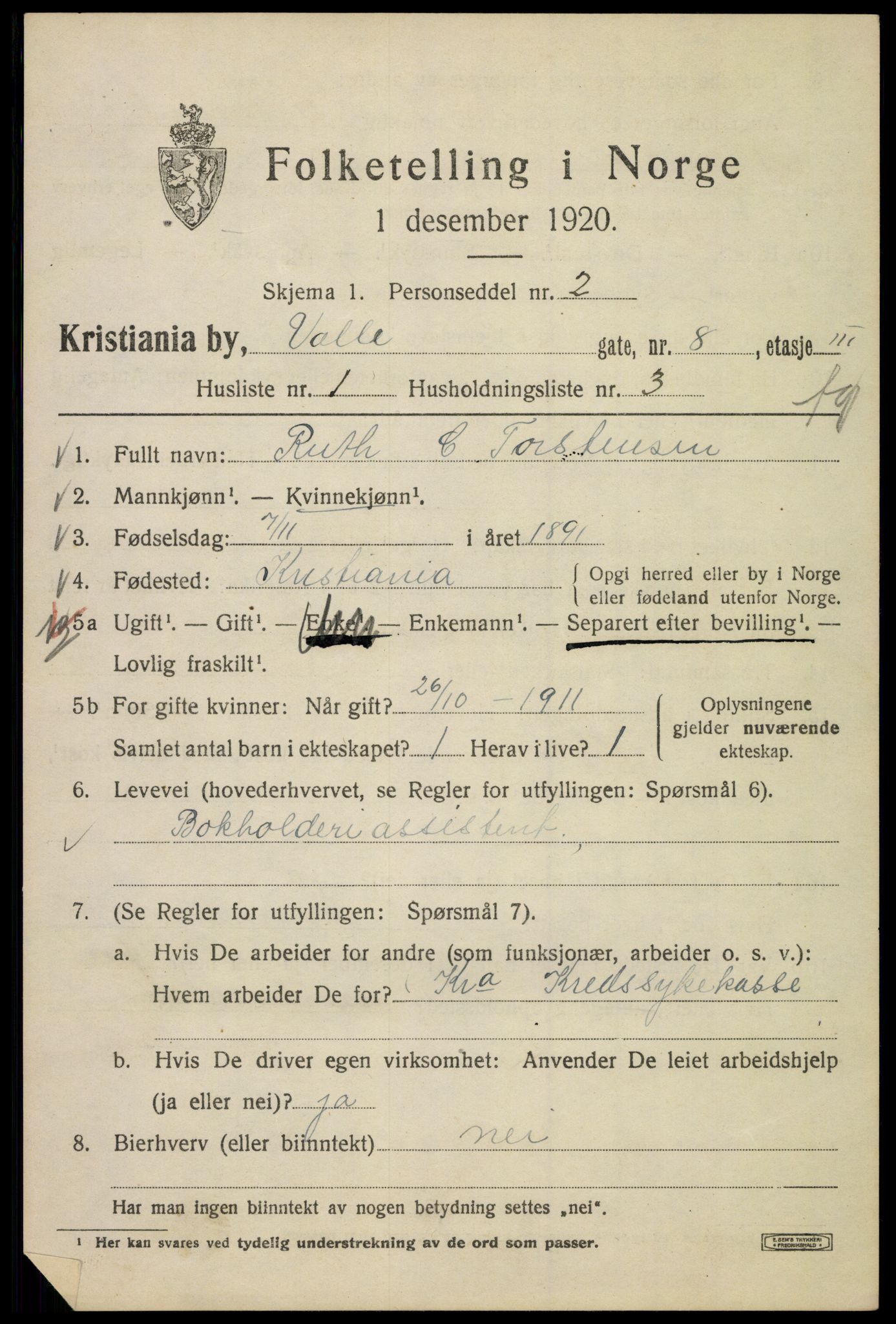 SAO, Folketelling 1920 for 0301 Kristiania kjøpstad, 1920, s. 628917