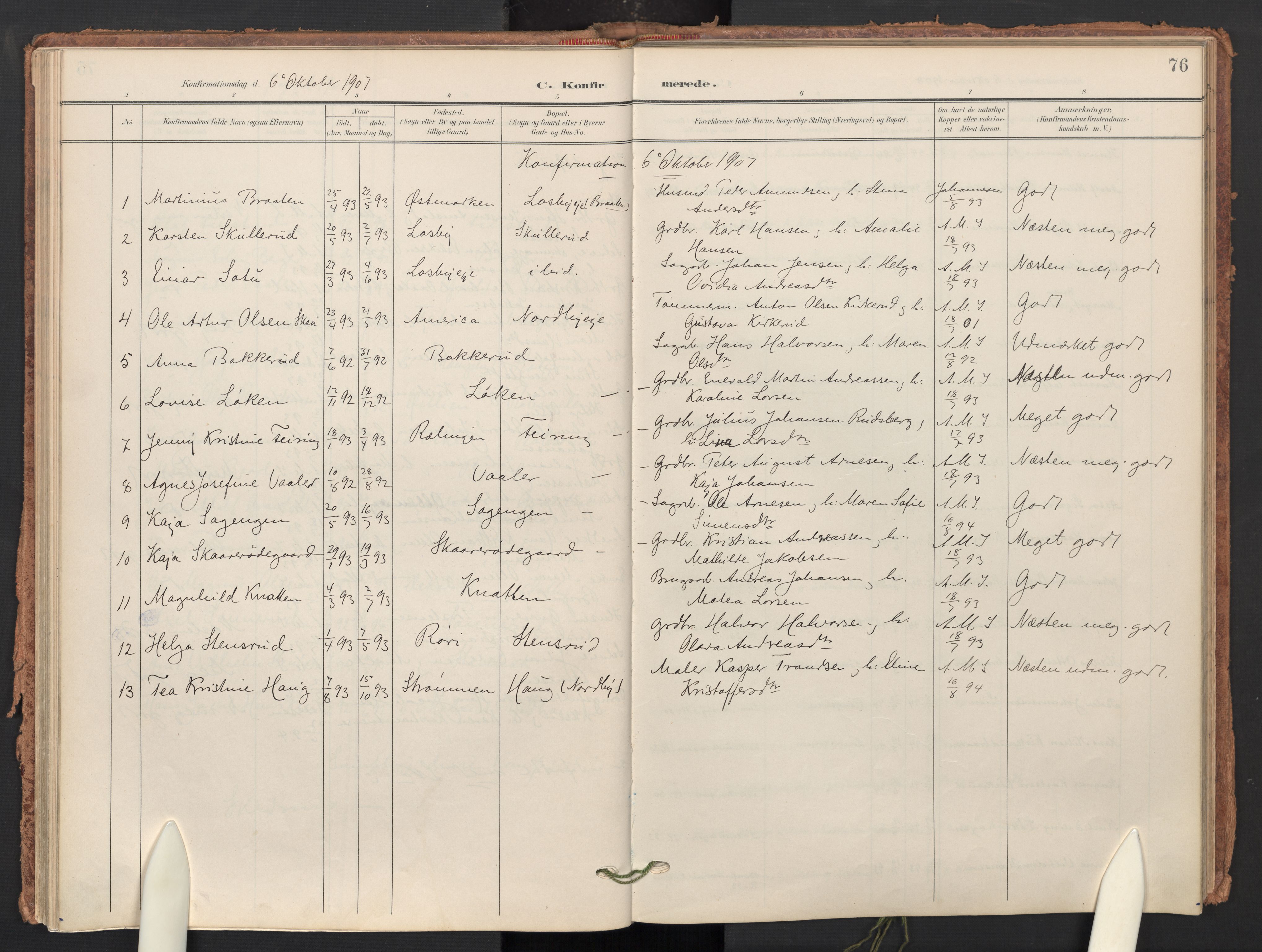 Skedsmo prestekontor Kirkebøker, AV/SAO-A-10033a/F/Fb/L0002: Ministerialbok nr. II 2, 1902-1921, s. 76