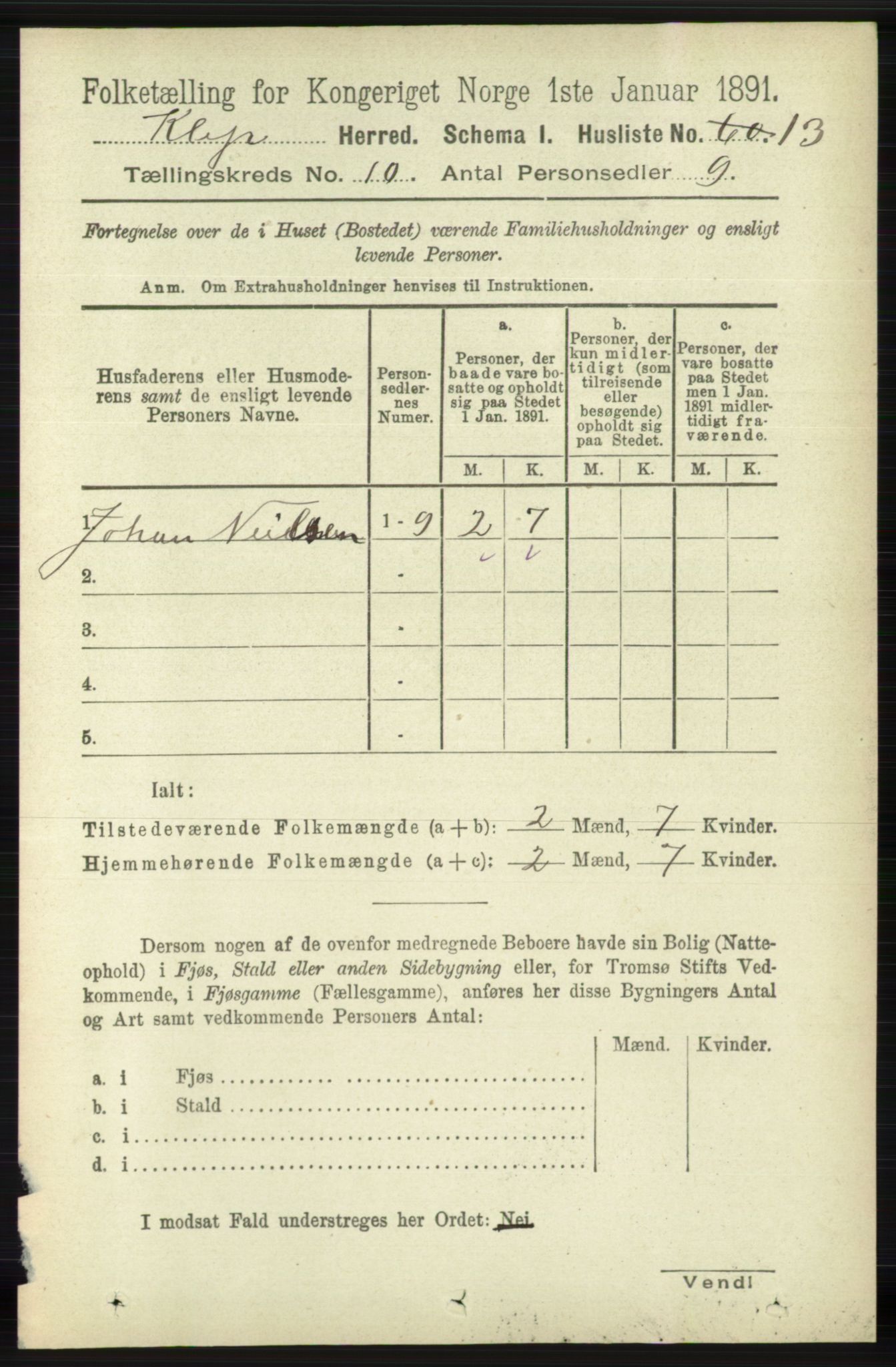 RA, Folketelling 1891 for 1120 Klepp herred, 1891, s. 2831