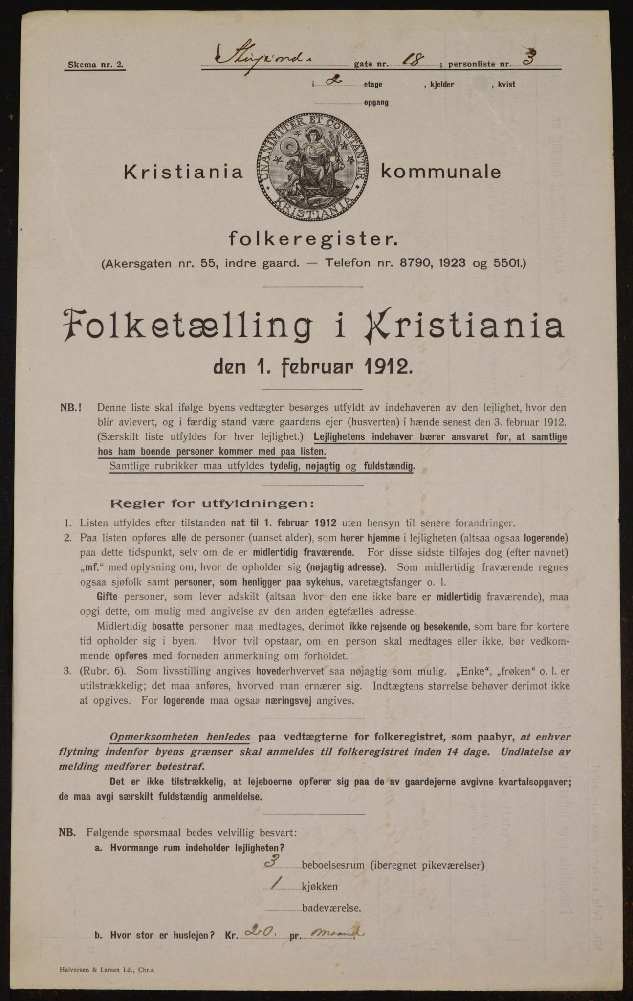 OBA, Kommunal folketelling 1.2.1912 for Kristiania, 1912, s. 104622