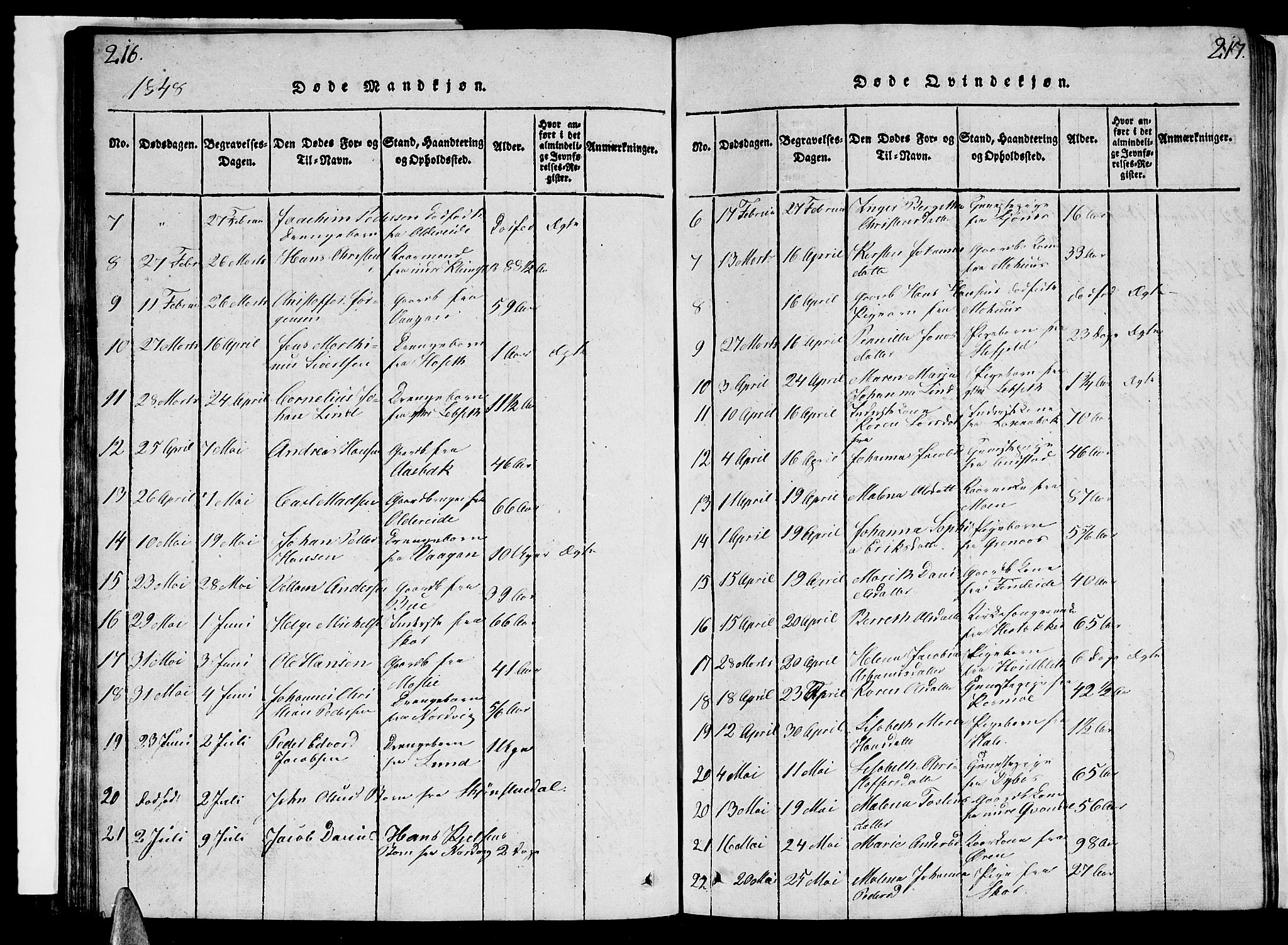 Ministerialprotokoller, klokkerbøker og fødselsregistre - Nordland, AV/SAT-A-1459/852/L0752: Klokkerbok nr. 852C03, 1840-1855, s. 216-217