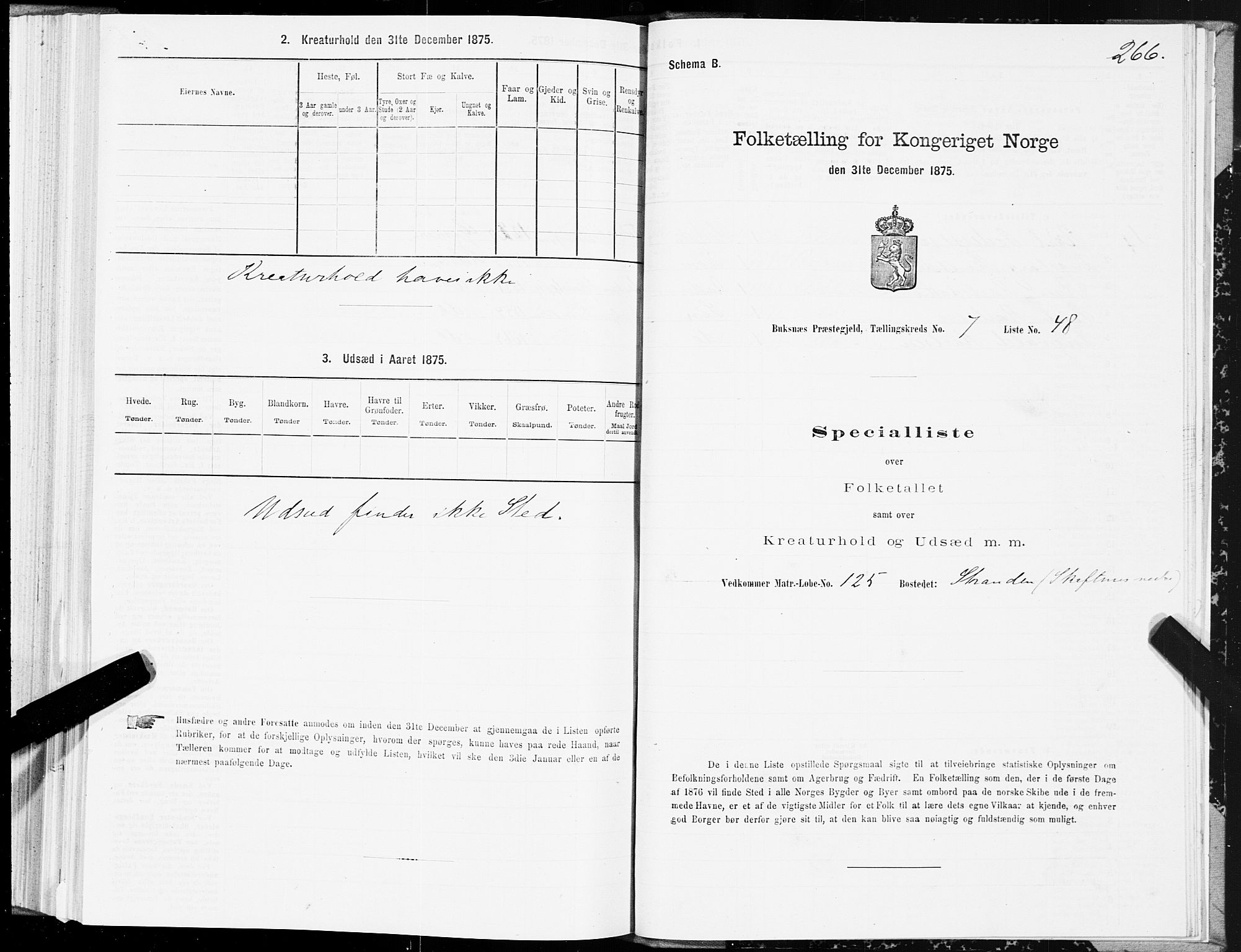 SAT, Folketelling 1875 for 1860P Buksnes prestegjeld, 1875, s. 3266