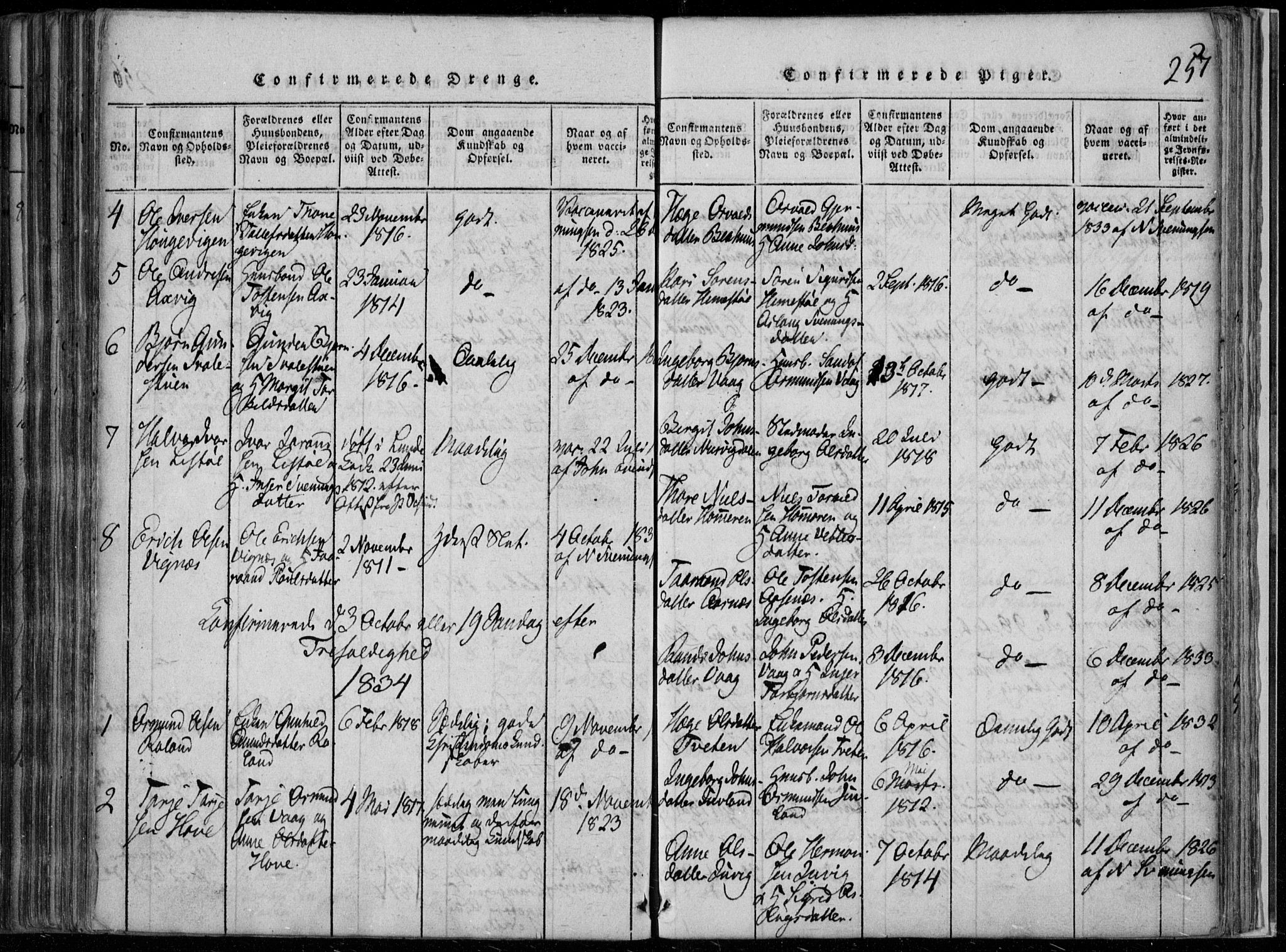 Rauland kirkebøker, AV/SAKO-A-292/F/Fa/L0001: Ministerialbok nr. I 1, 1814-1859, s. 257