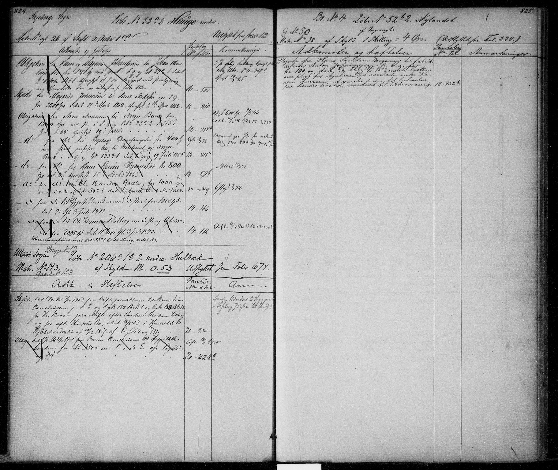 Idd og Marker sorenskriveri, AV/SAO-A-10283/G/Ga/Gac/L0002: Panteregister nr. II 2, 1848-1911, s. 824-825
