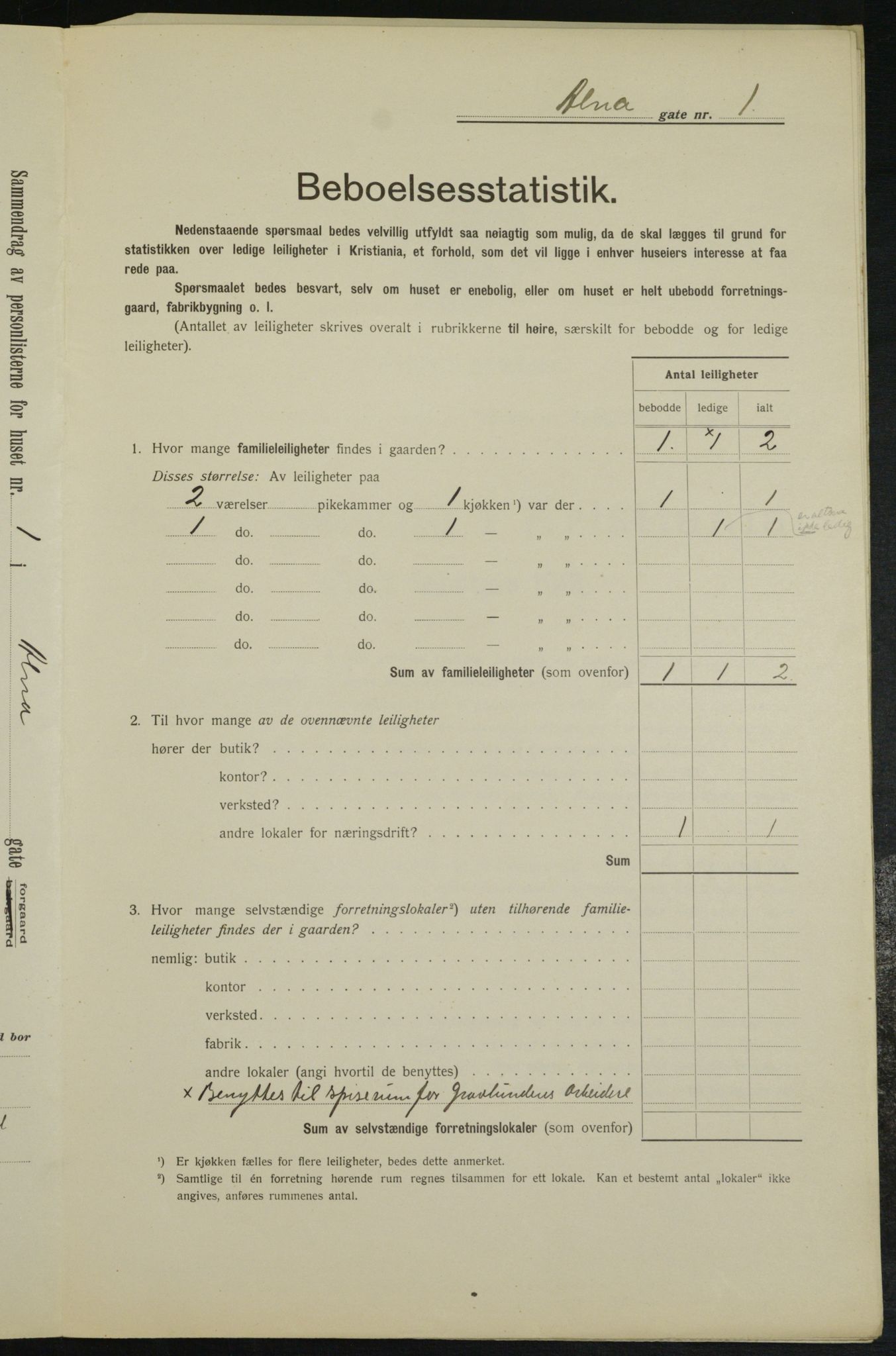 OBA, Kommunal folketelling 1.2.1913 for Kristiania, 1913, s. 1203