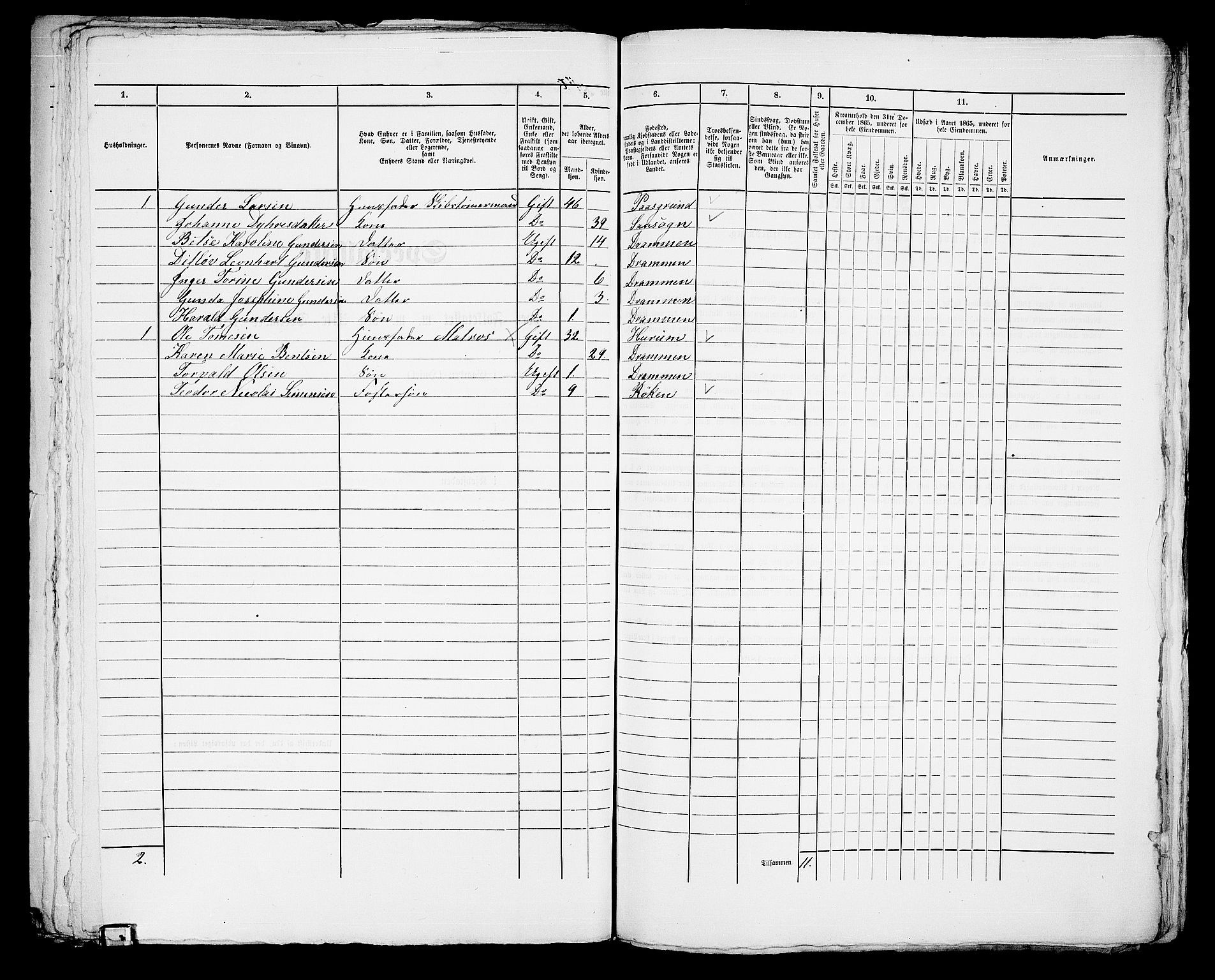 RA, Folketelling 1865 for 0602bP Strømsø prestegjeld i Drammen kjøpstad, 1865, s. 874